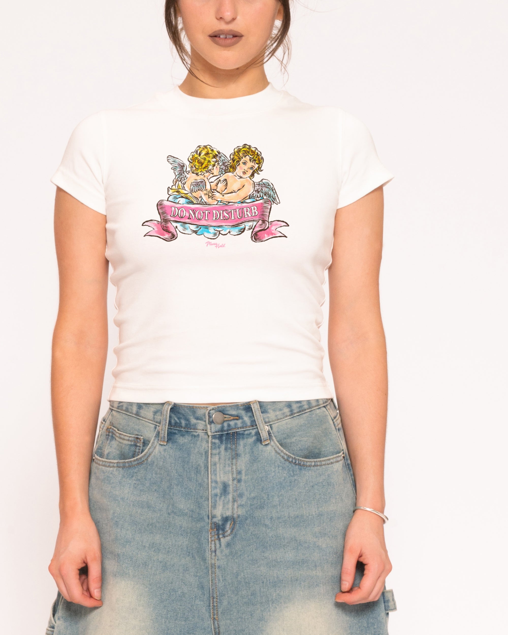 Do Not Disturb White Longline Baby Tee