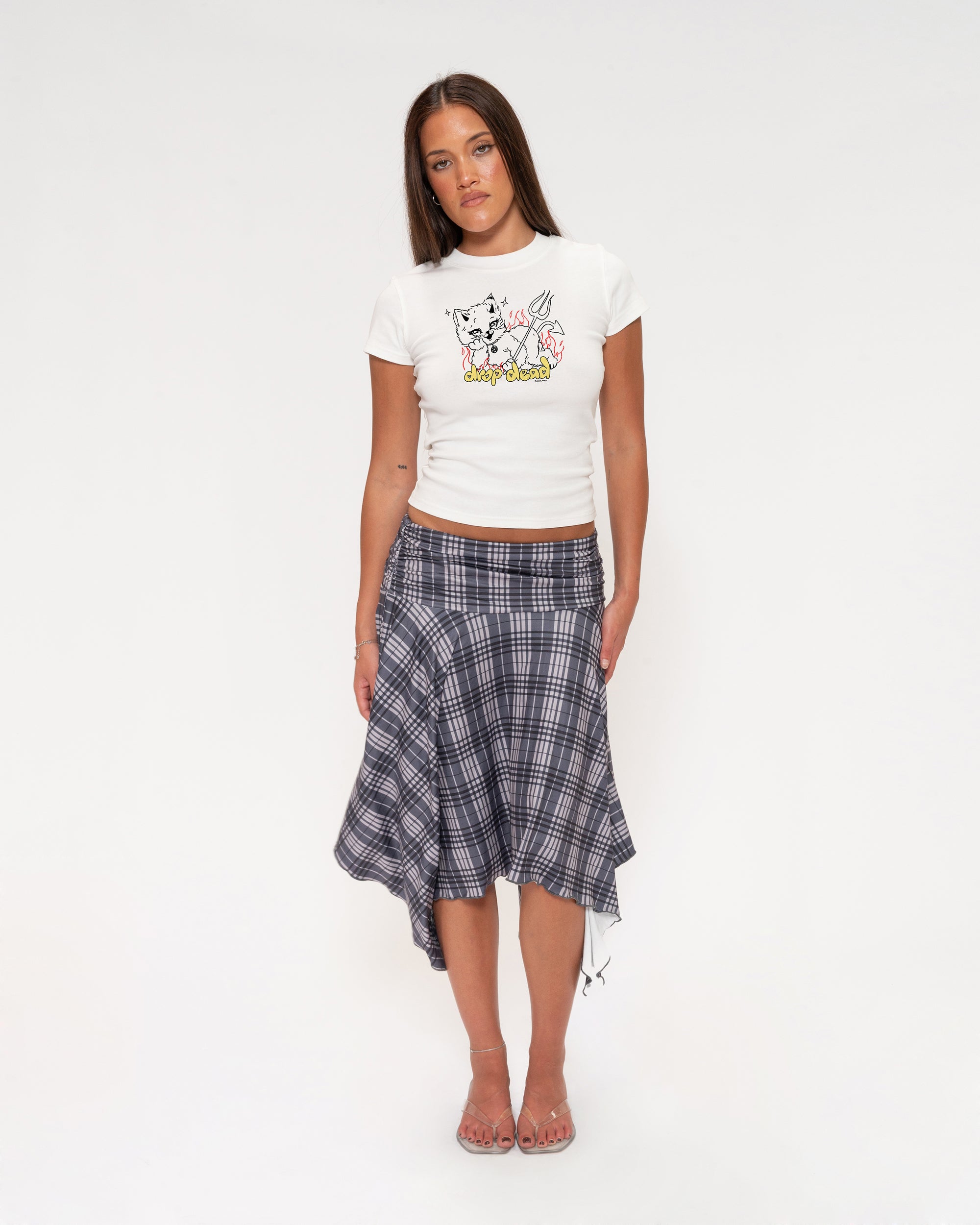 Drop Dead White Longline Baby Tee