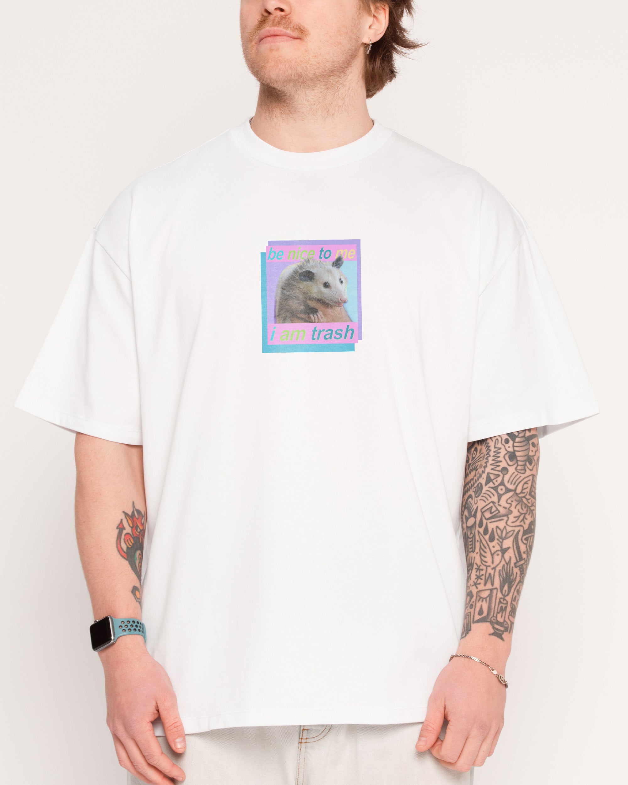 Be Nice to Me White Oversized Tee