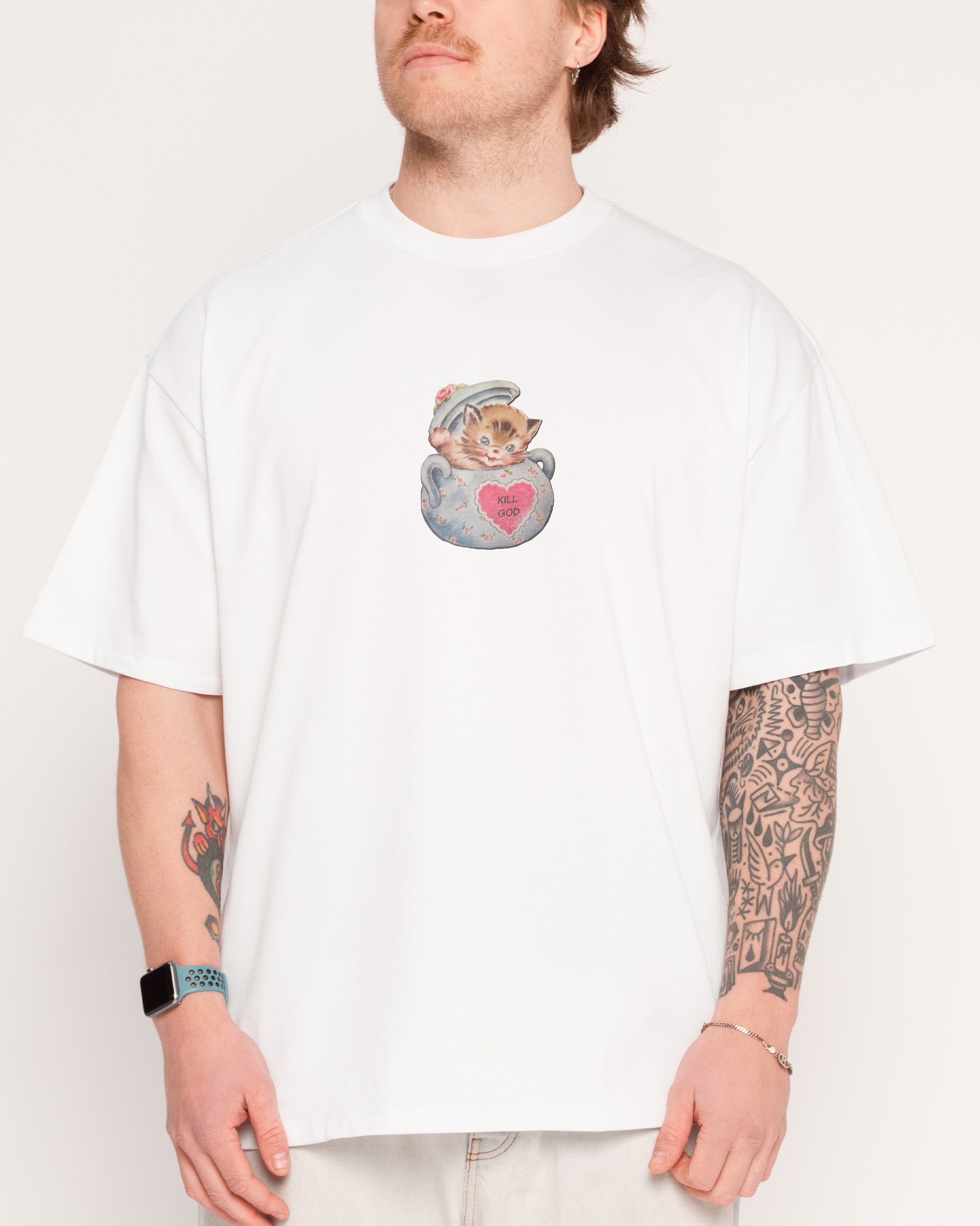 Kill God White Oversized Tee