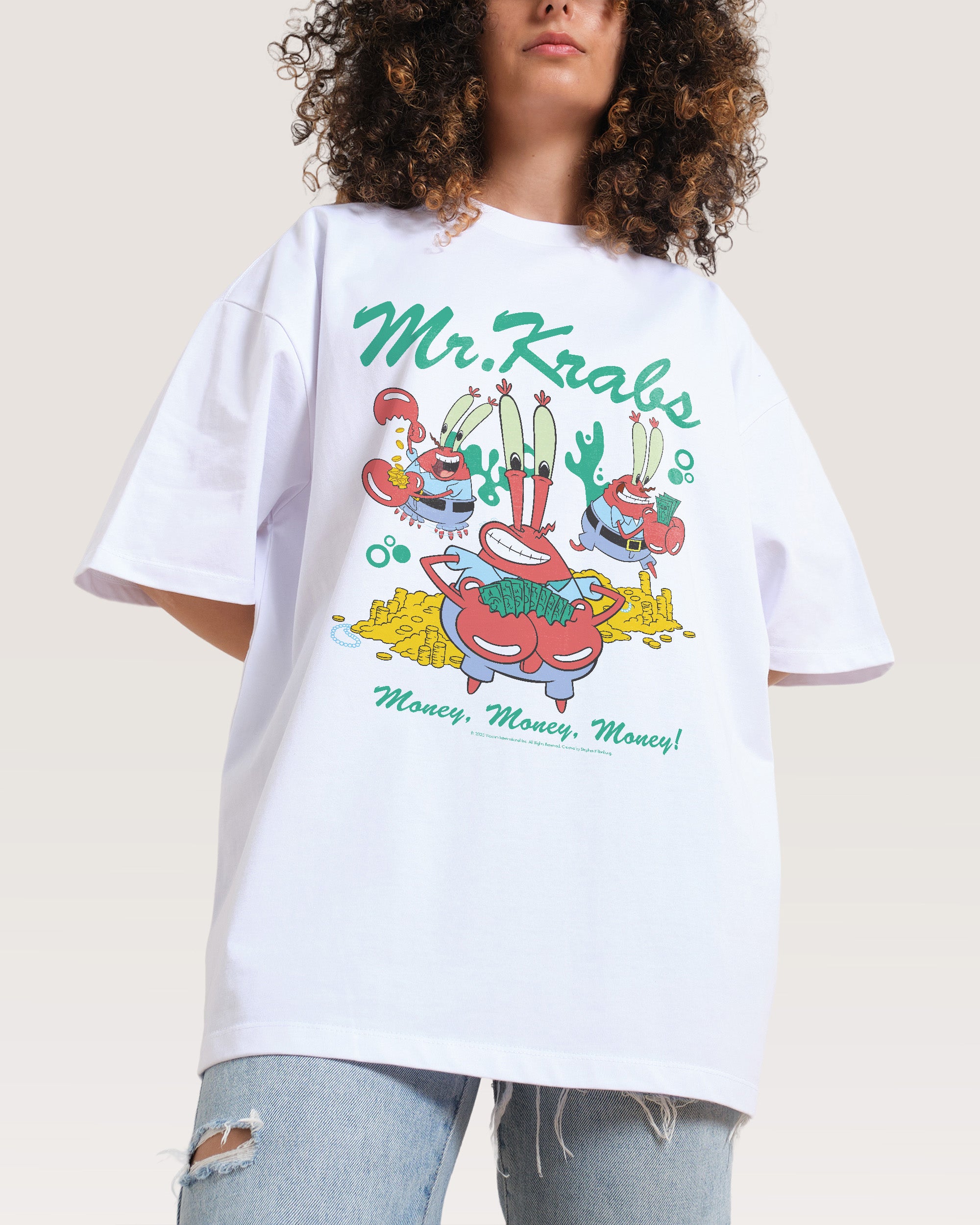 Money Man Krabs White Oversized Tee