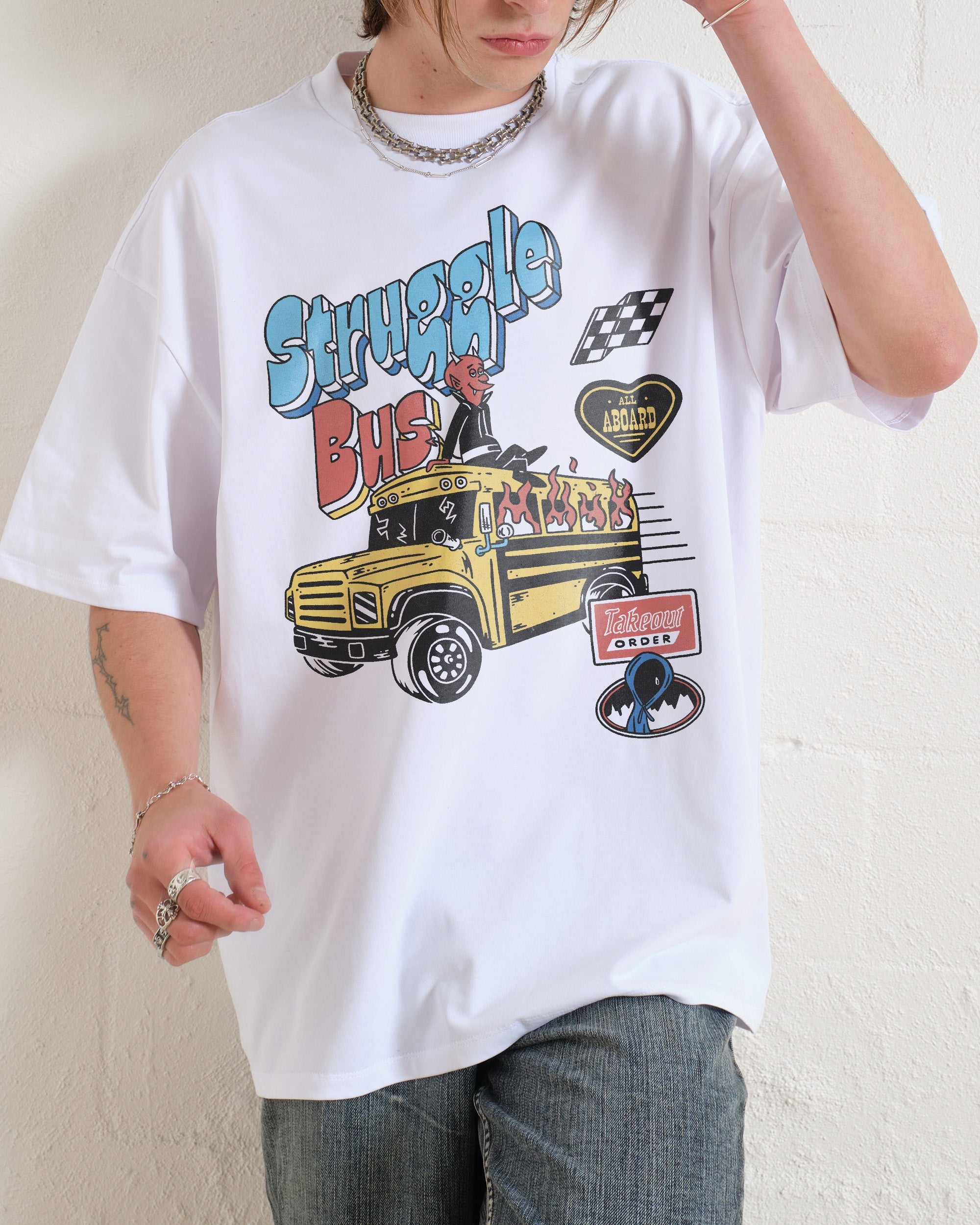 Struggle Bus Oversized Tee Australia Online White