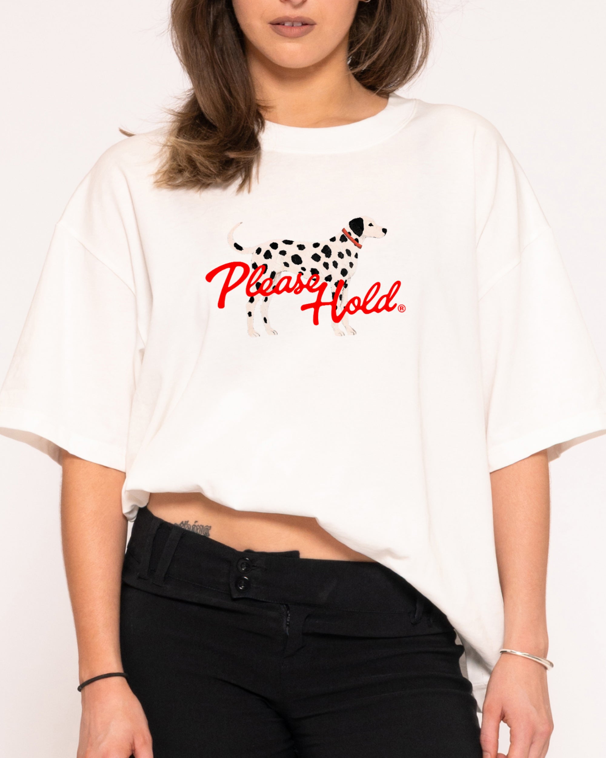Dalmatian White Boxy Crop Tee