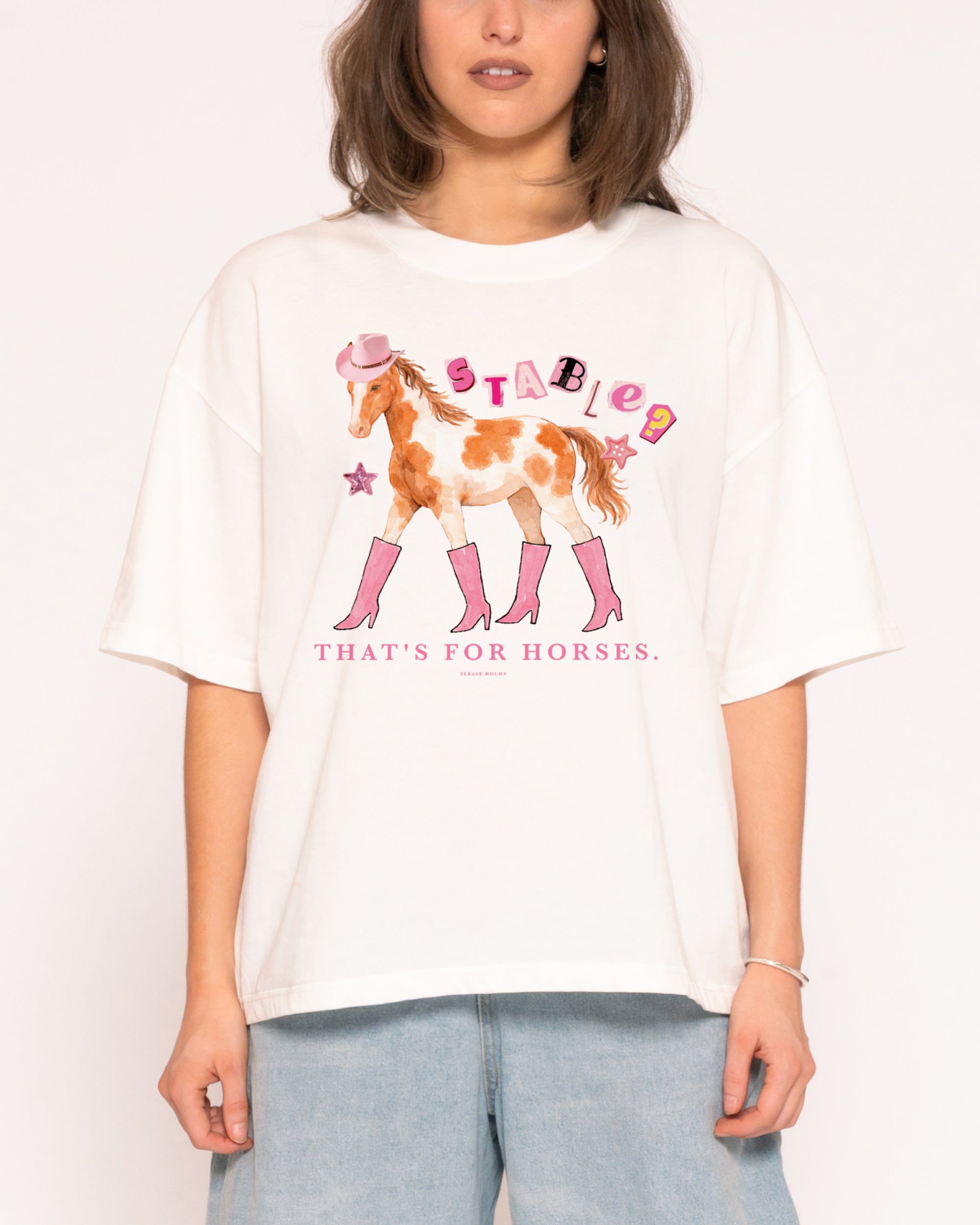 Stable? That's For Horses White Boxy Crop Tee