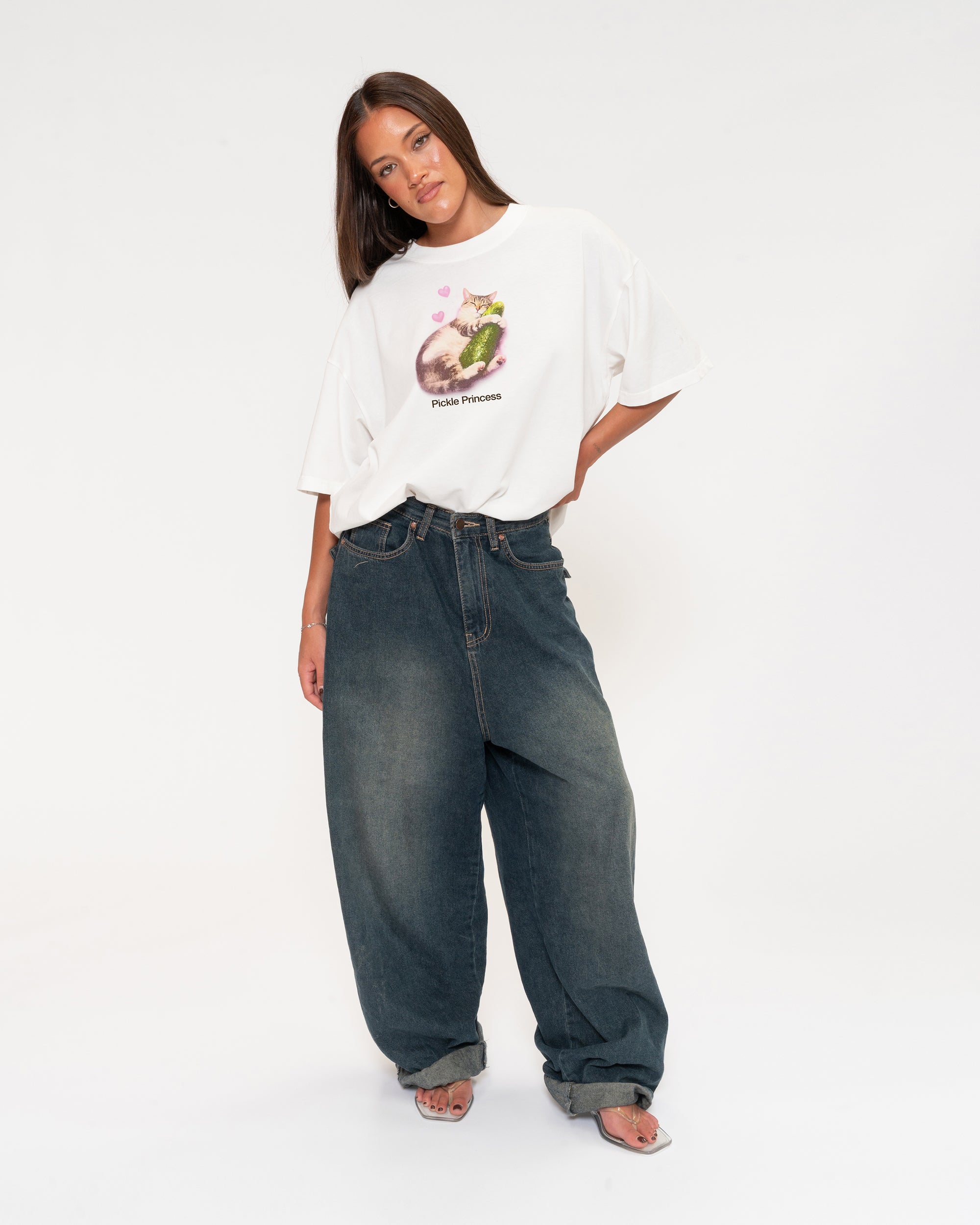  Pickle Princess White Boxy Crop Tee
