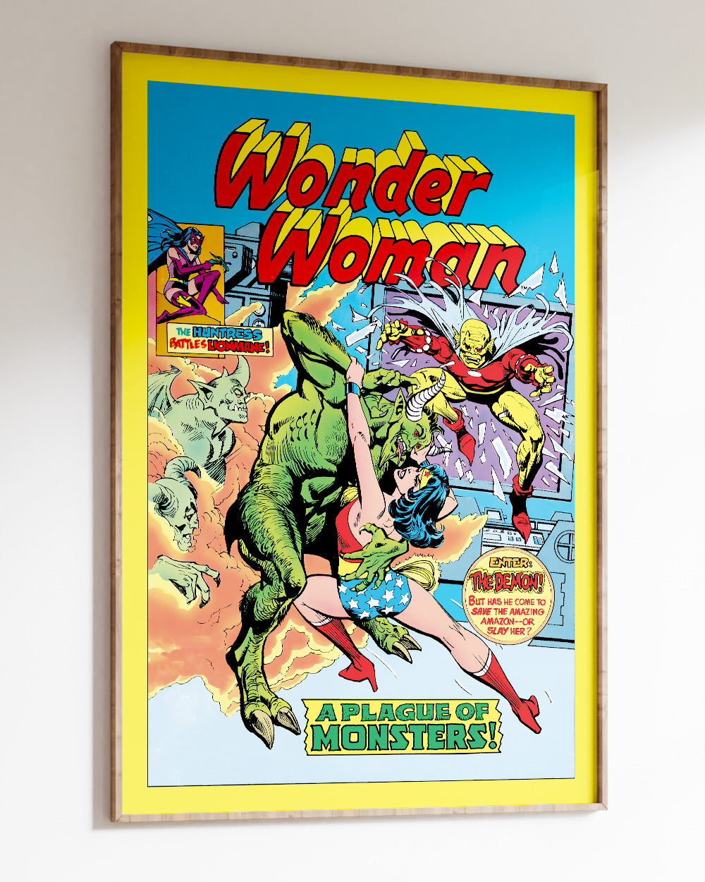 Wonder Woman Monsters Art Print #colour_Yellow
