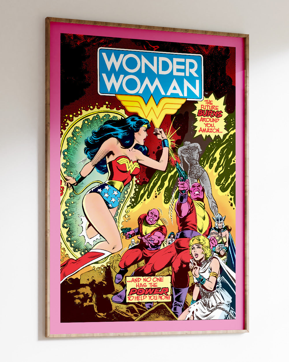 Wonder Woman Power Art Print #colour_Pink