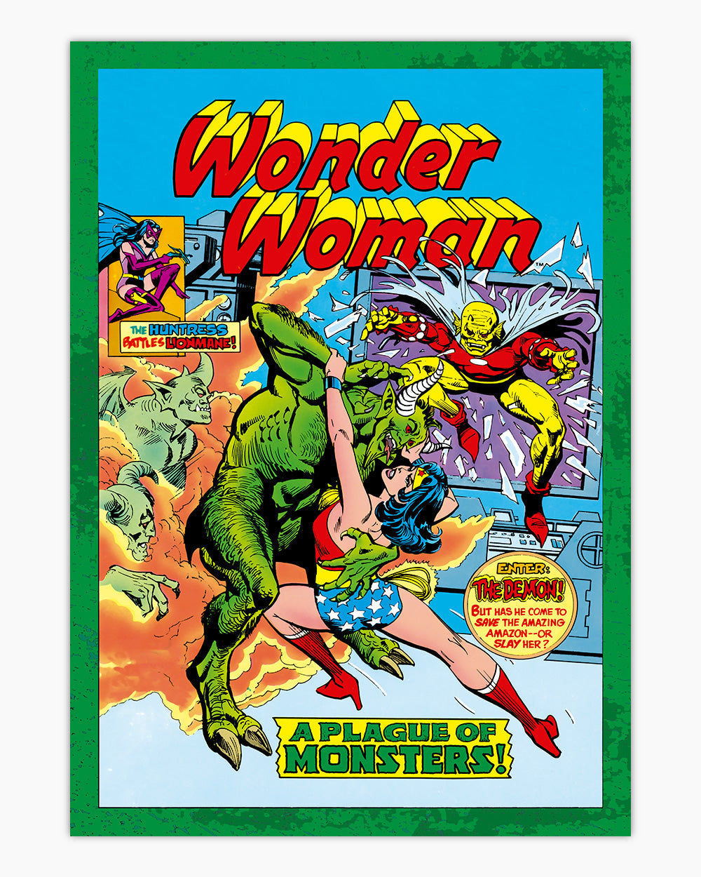 Wonder Woman Monsters Art Print #colour_Green