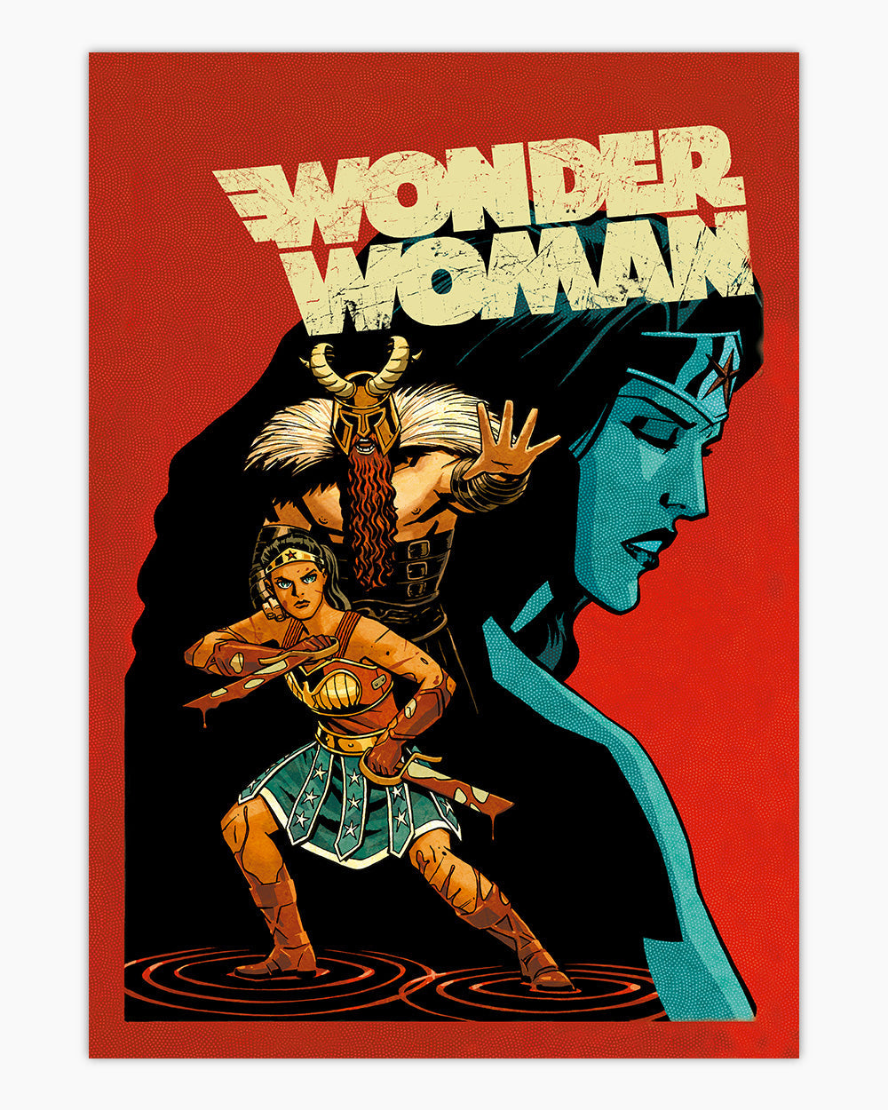 Wonder Woman Statue Art Print #colour_Red