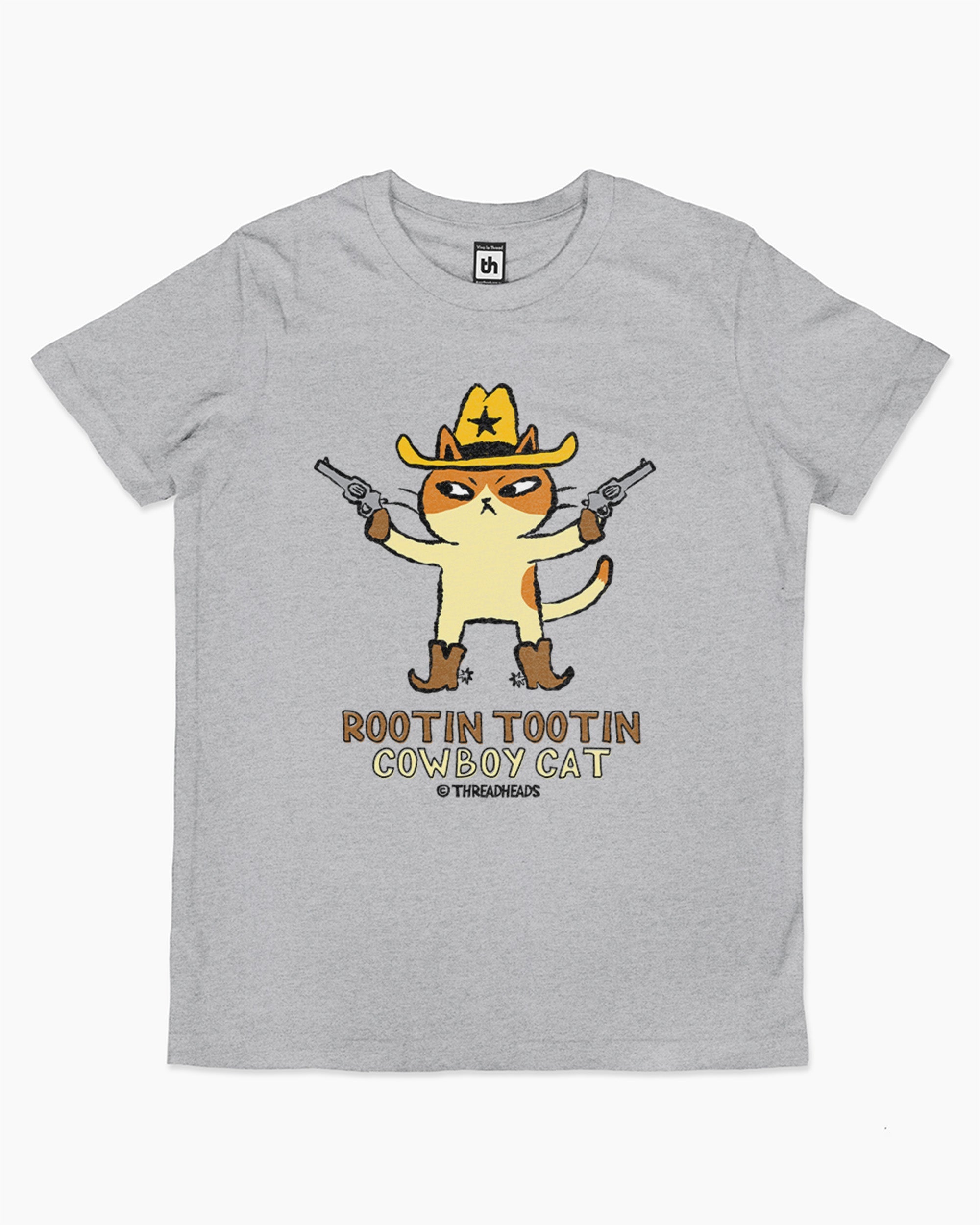 Rootin Tootin Cowboy Cat Kids T-Shirt Australia Online Grey