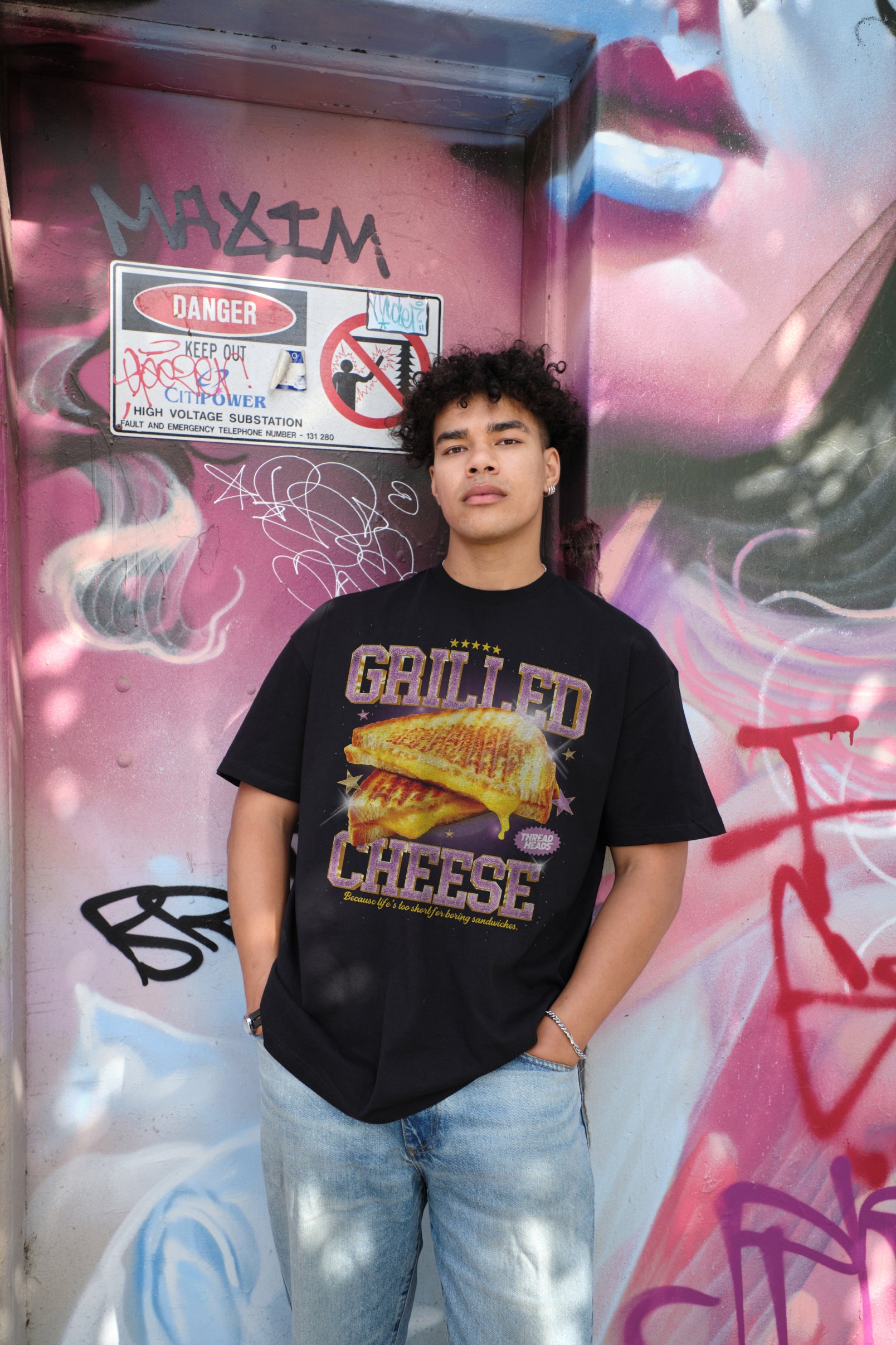 Grilled Cheese T-Shirt Australia Online Black