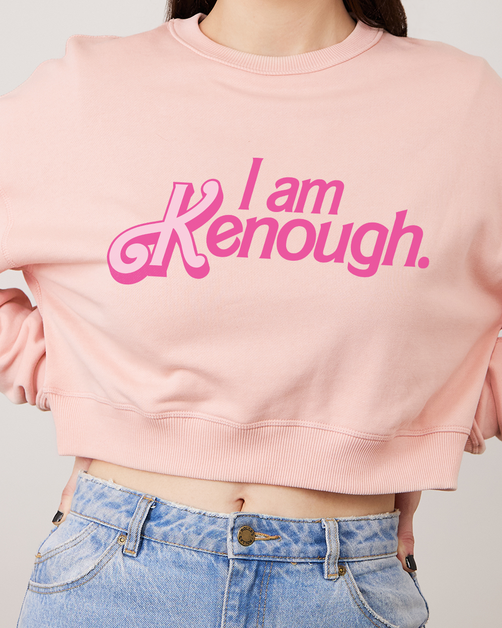 I Am Kenough Crop Jumper Australia Online #colour_pink