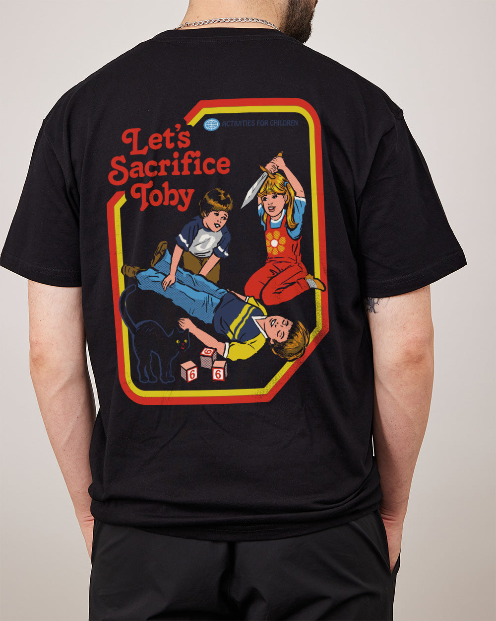 Let's Sacrifice Toby Front and Back T-Shirt Australia Online #colour_black