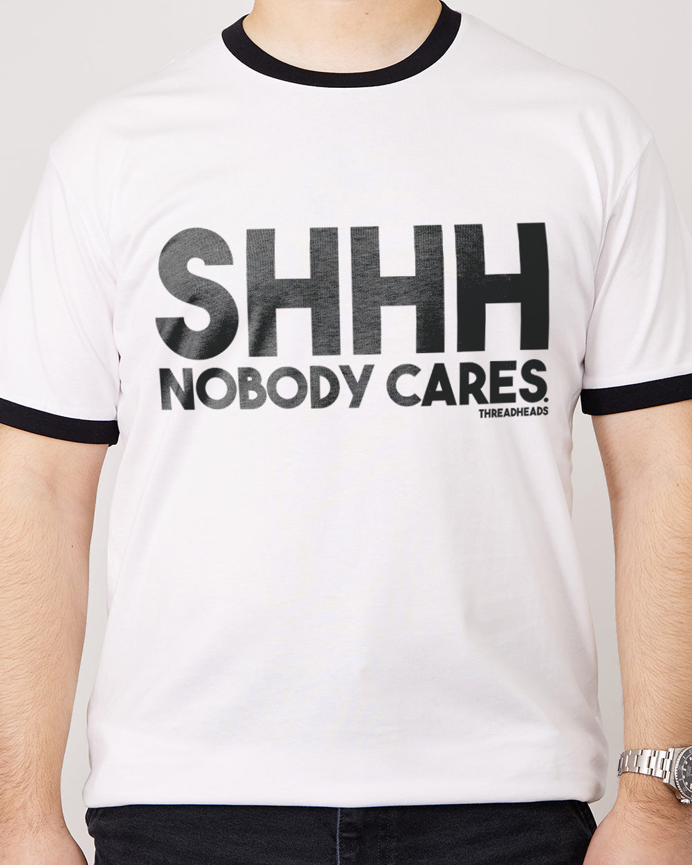 Nobody Cares T-Shirt Australia Online #colour_black ringer