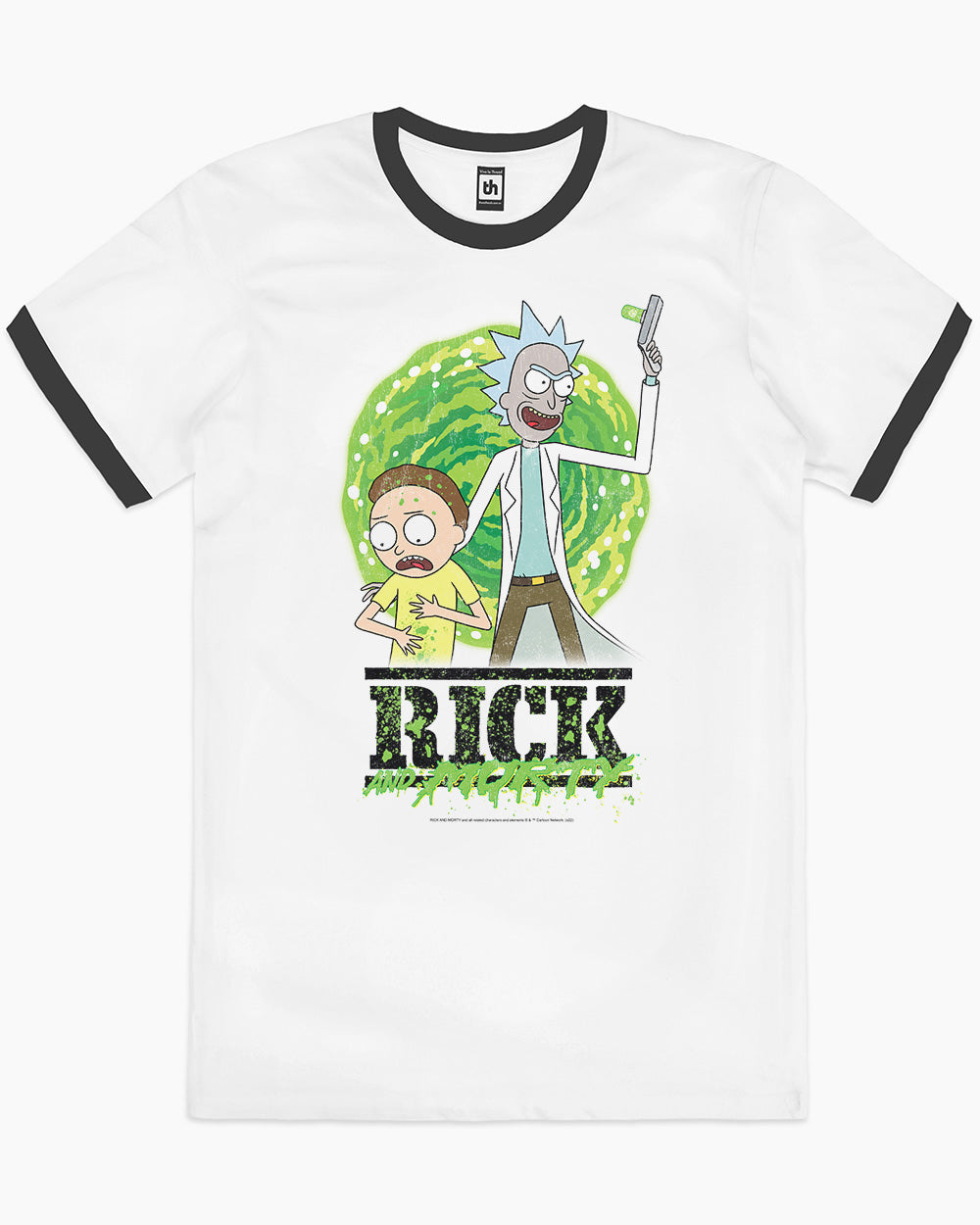Rick and Morty Splatter T-Shirt Australia Online #colour_black ringer