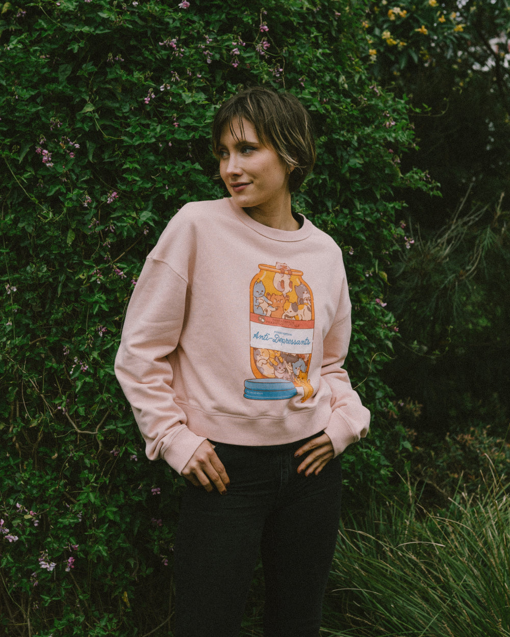 Anti-Depressants Crop Sweater Australia Online #colour_pink