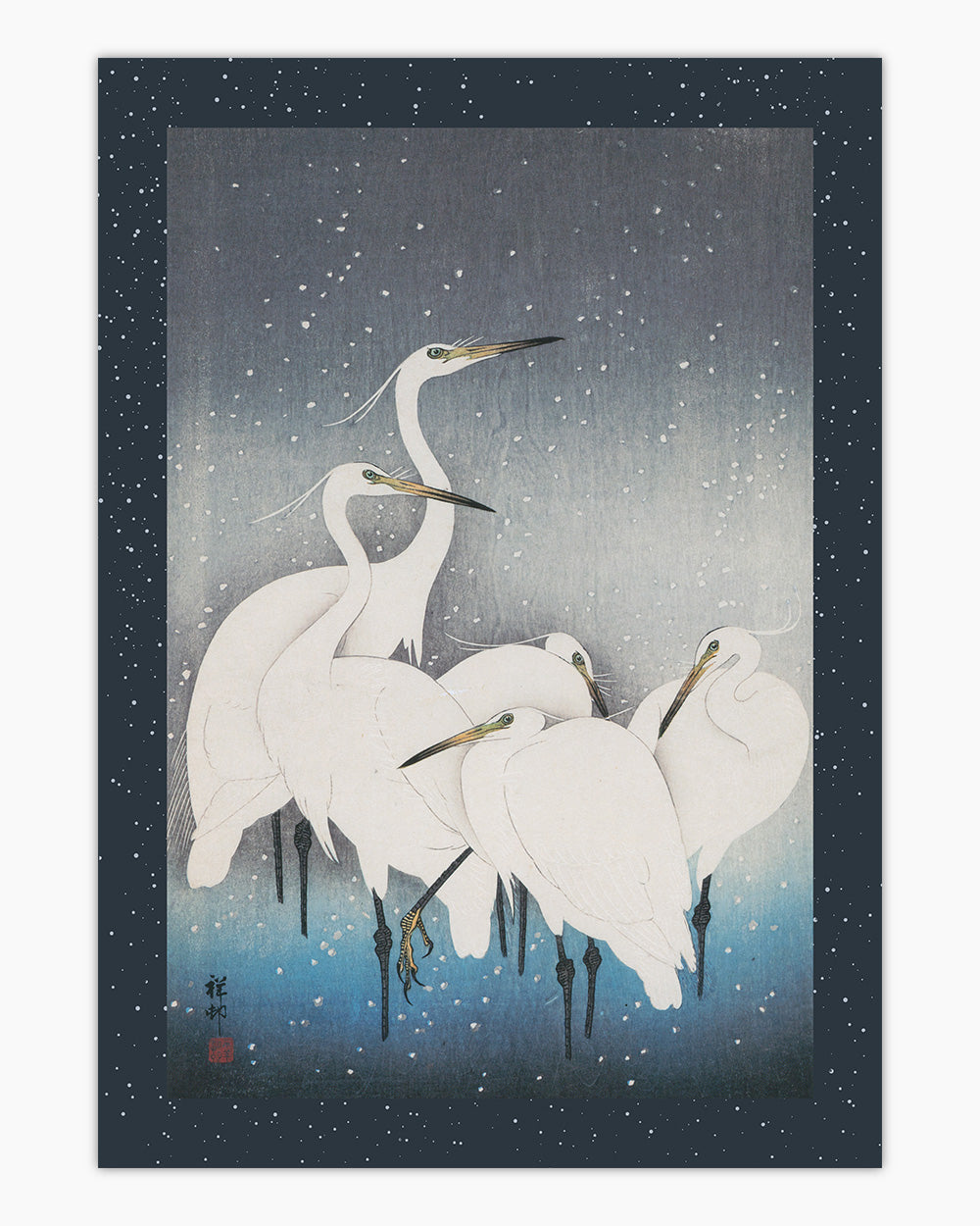 Egrets In Snow Art Print | Wall Art