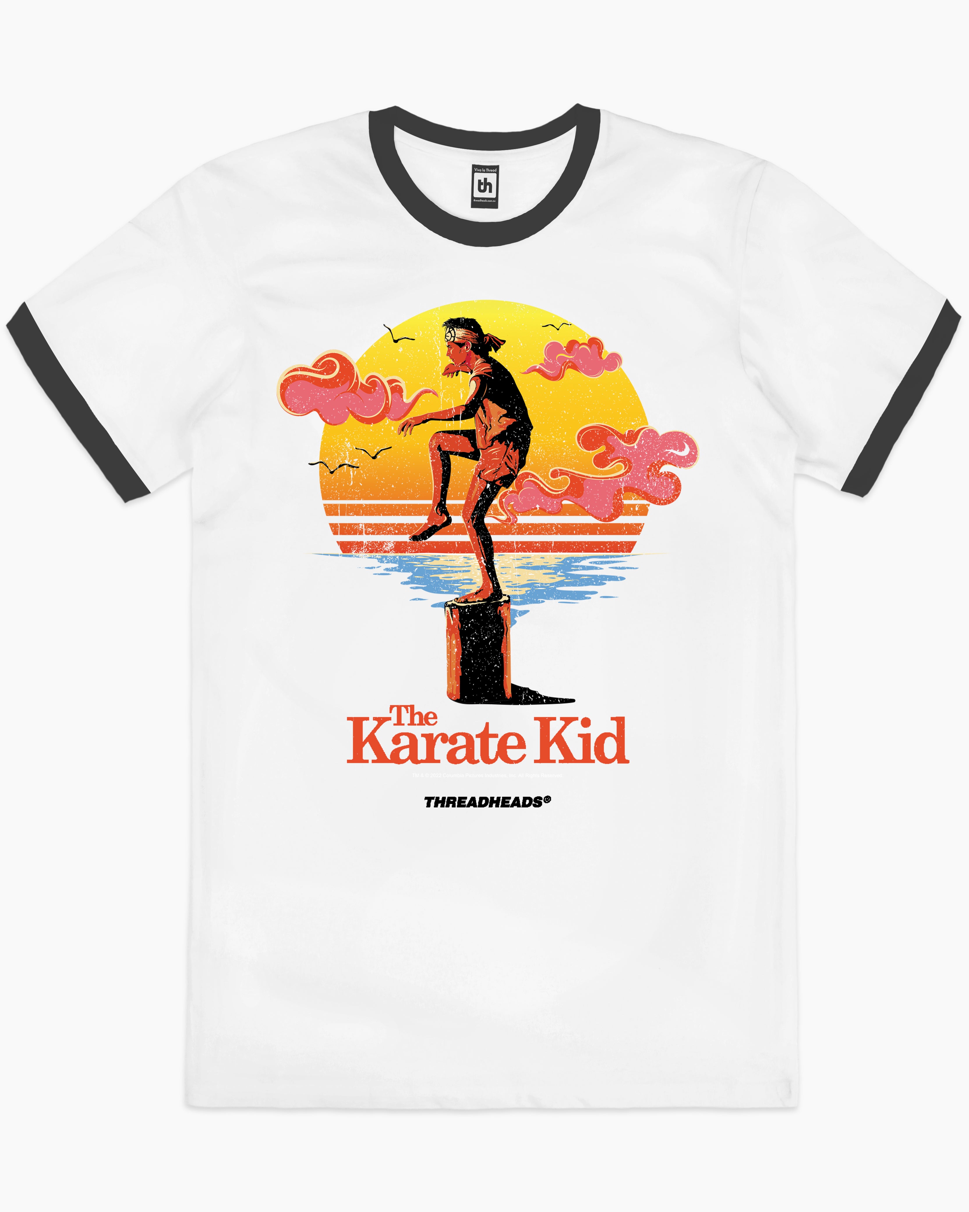 black Karate Kid Crane Pose T-Shirt Australia Online #colour_black ringer