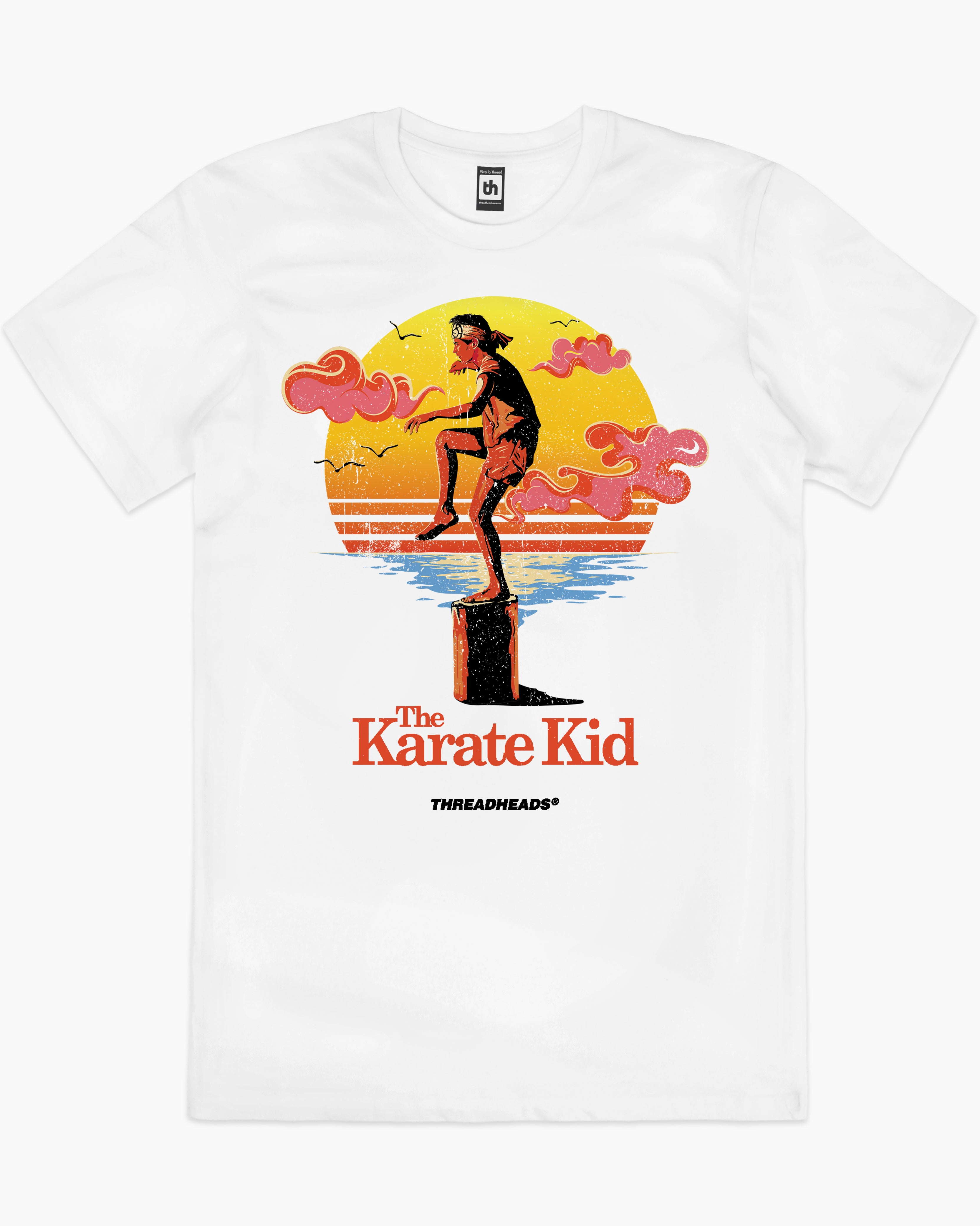 black Karate Kid Crane Pose T-Shirt Australia Online #colour_white