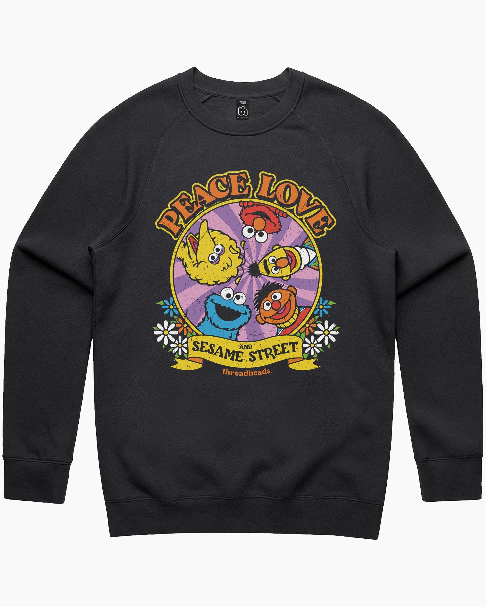 Peace Love And Sesame Street Sweater Australia Online #colour_black