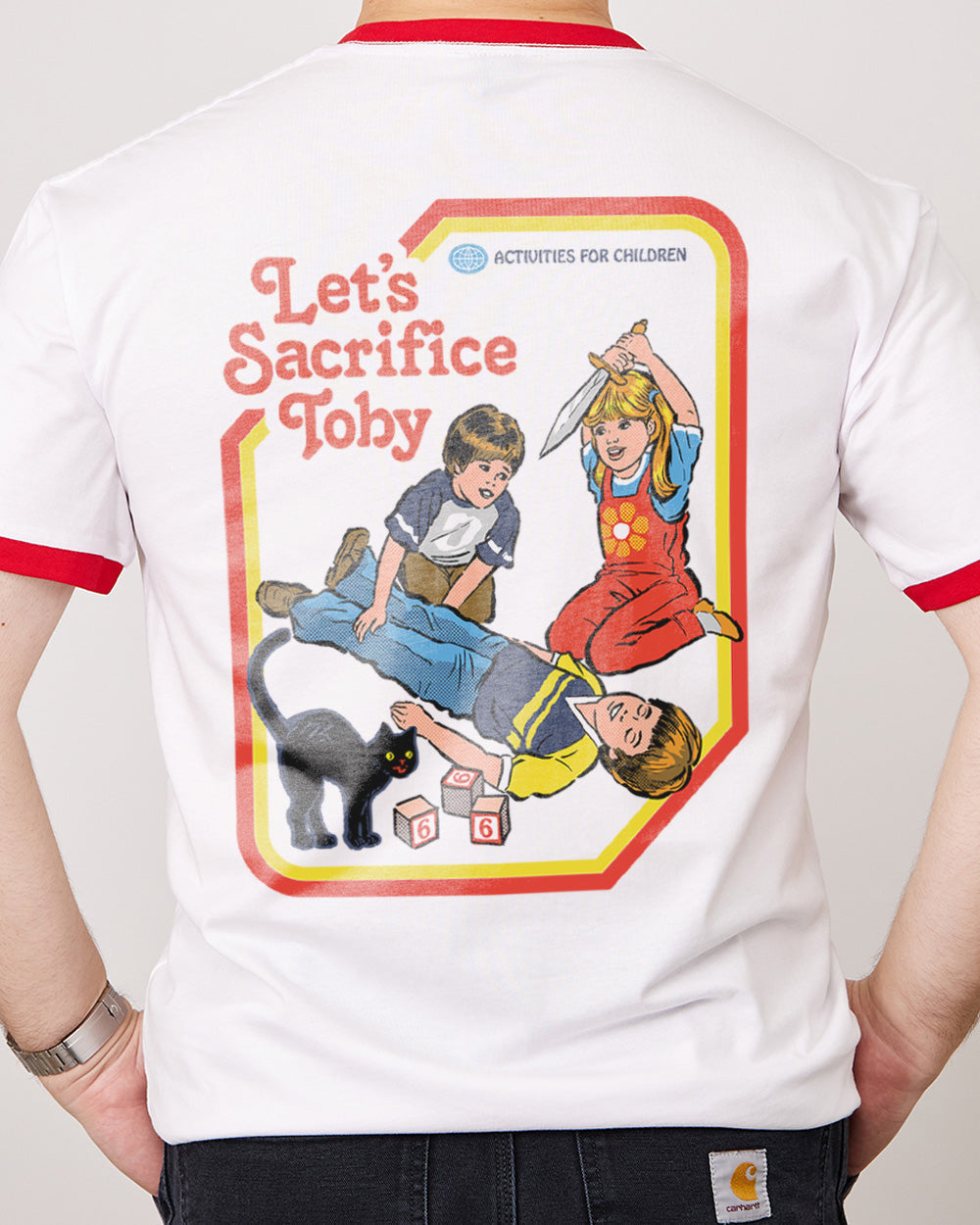 Let's Sacrifice Toby Front and Back T-Shirt Australia Online #colour_red ringer