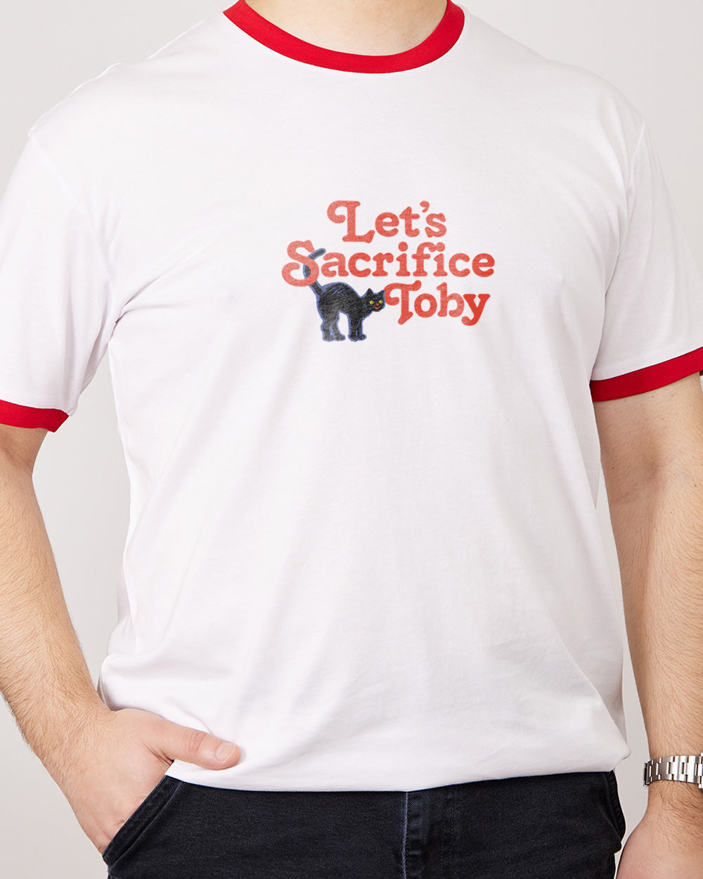 Let's Sacrifice Toby Front and Back T-Shirt Australia Online #colour_red ringer