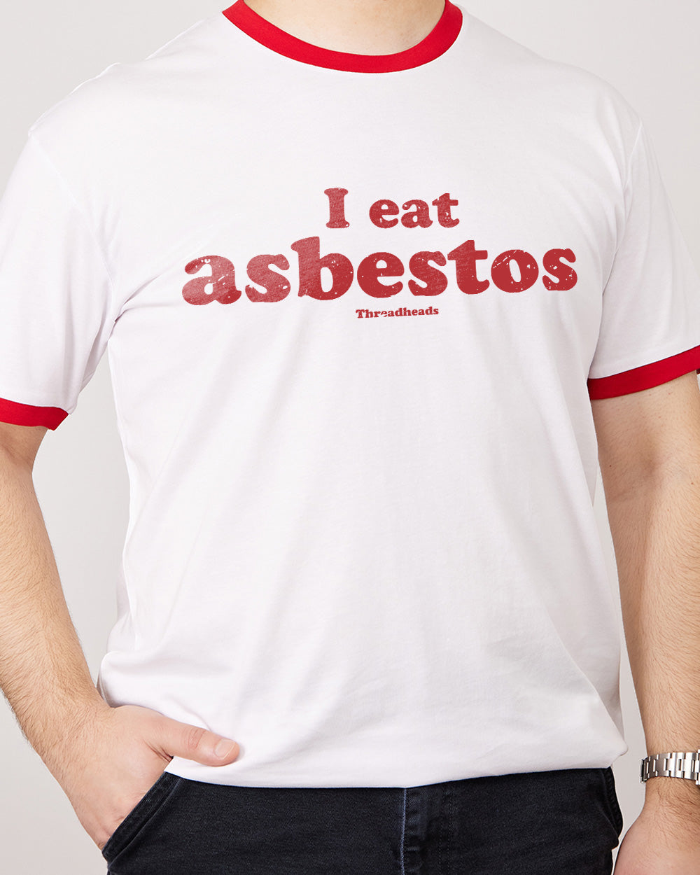 I Eat Asbestos T-Shirt Australia Online #colour_red ringer