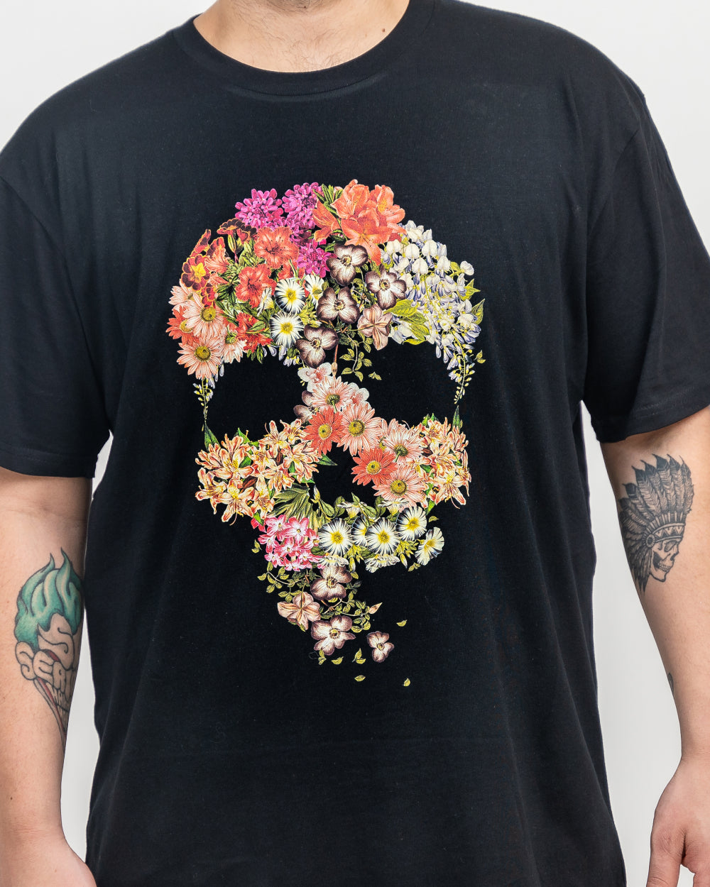 Skull Floral Decay T-Shirt Australia Online #colour_black