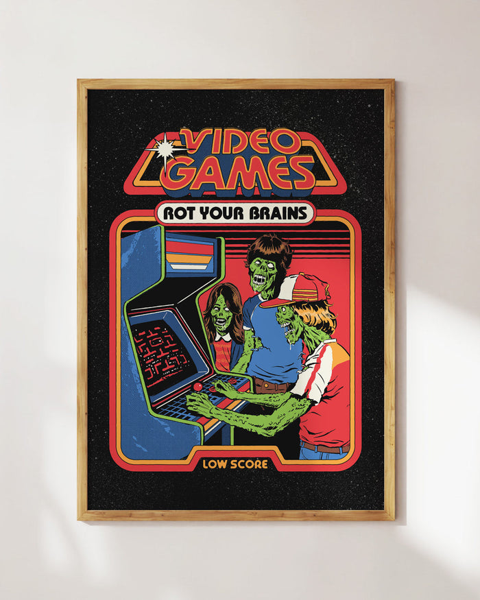 Video Games Rot Your Brains Art Print Official Steven Rhodes Merch