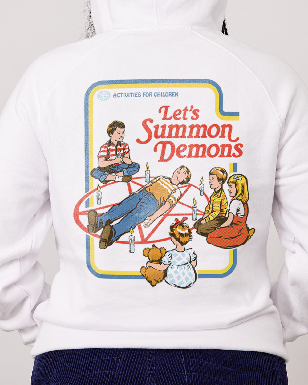 Let's Summon Demons Front and Back Hoodie Australia Online #colour_white