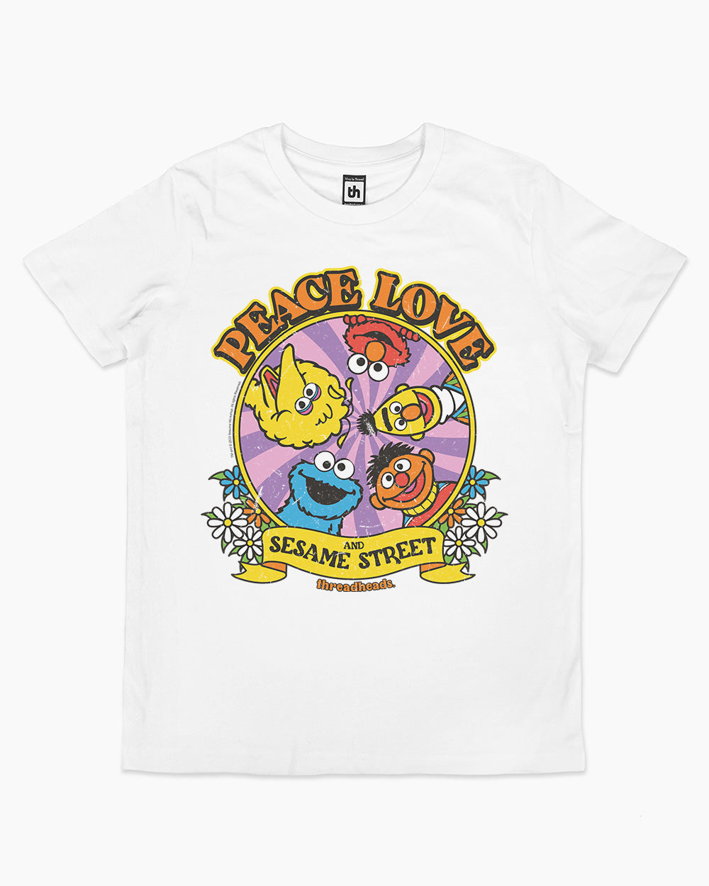 Peace Love And Sesame Street Kids T-Shirt Australia Online #colour_white
