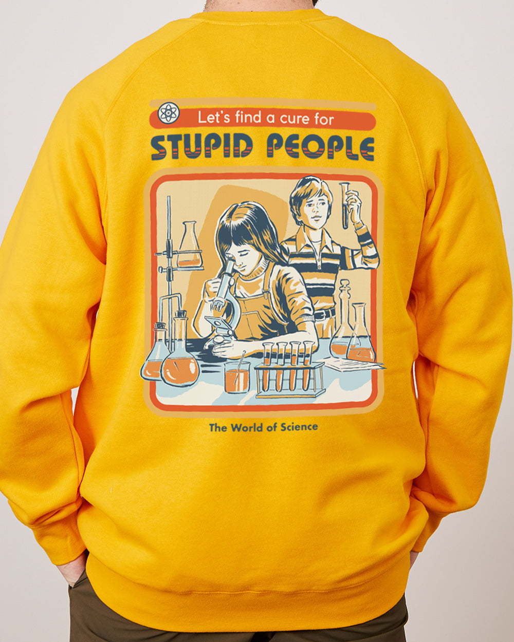 Let's Find a Cure for Stupid People Front and Back Jumper Australia Online #colour_yellow