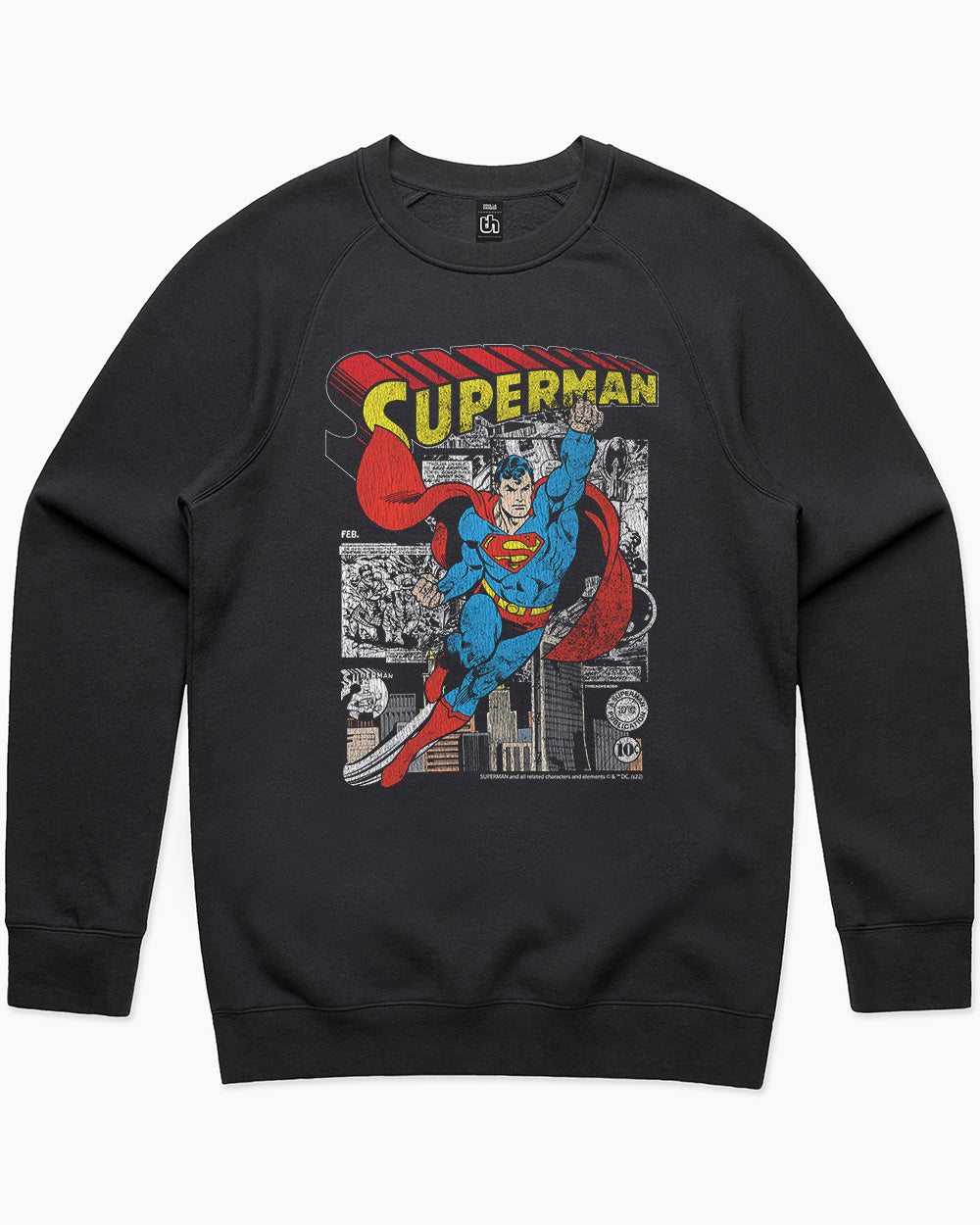 Superman Comic Panel Sweater Australia Online #colour_black