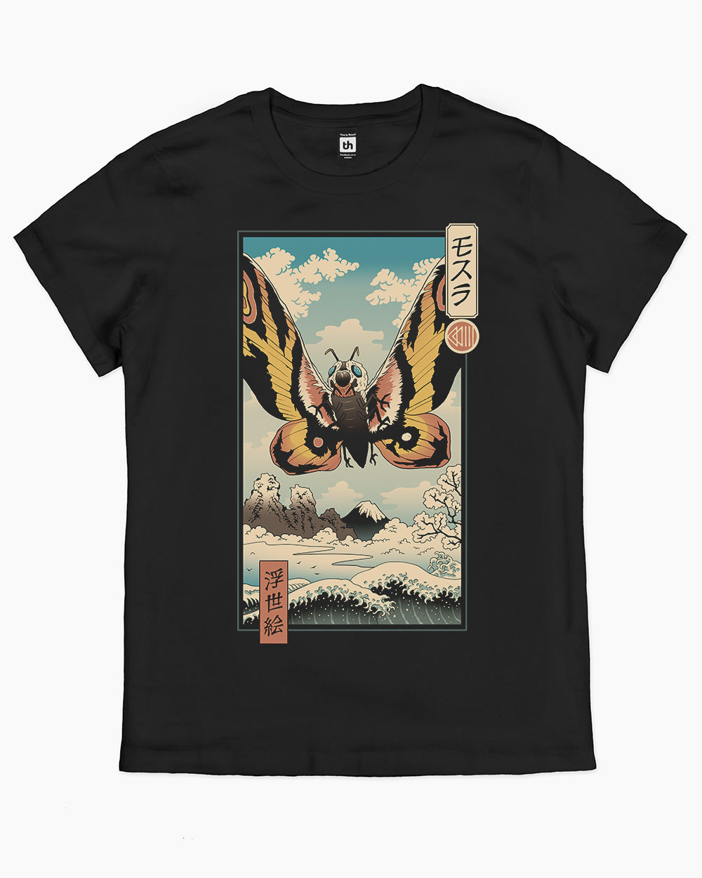 Ancient Moth Ukiyo-e T-Shirt Australia Online #colour_black
