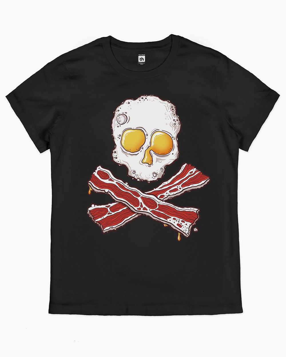 Bacon and Eggs Jolly Roger T-Shirt Australia Online #colour_black