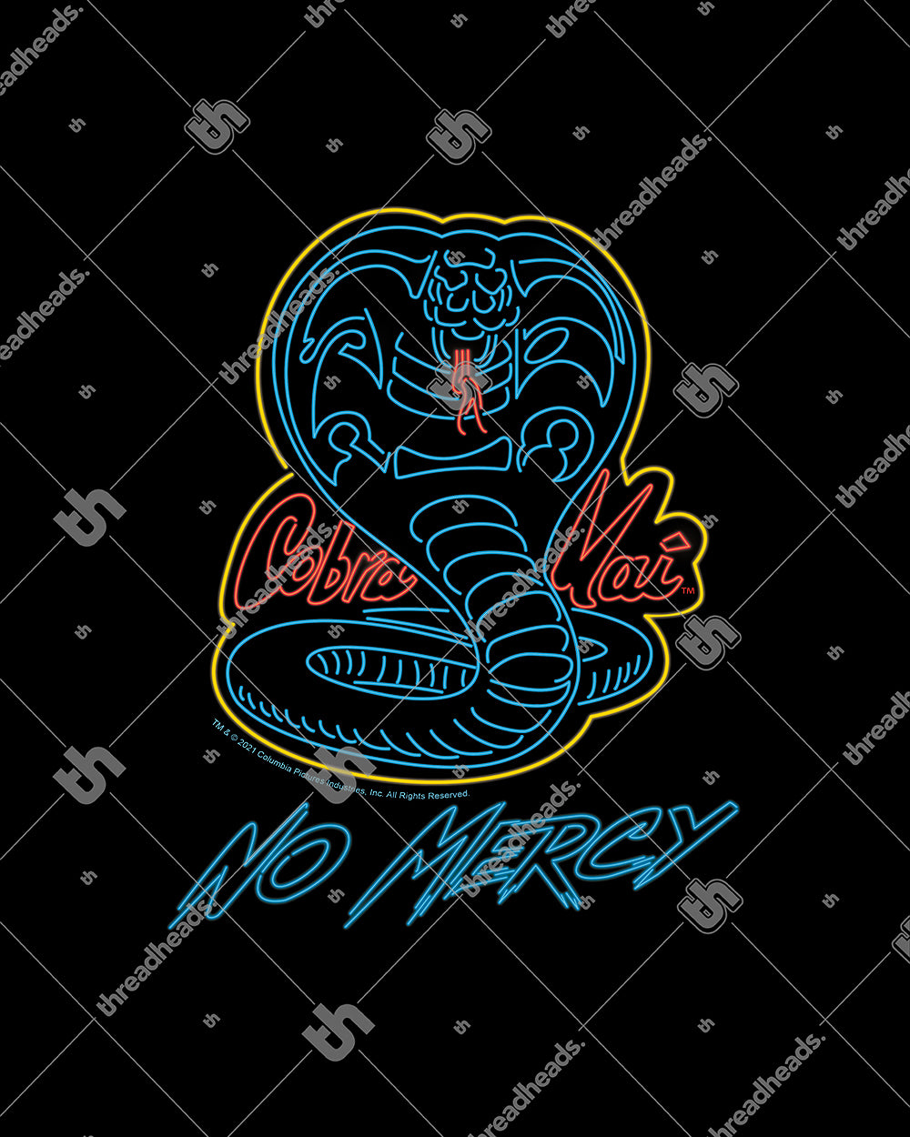 Cobra Kai No Mercy Neon Kids T-Shirt Australia Online #colour_black