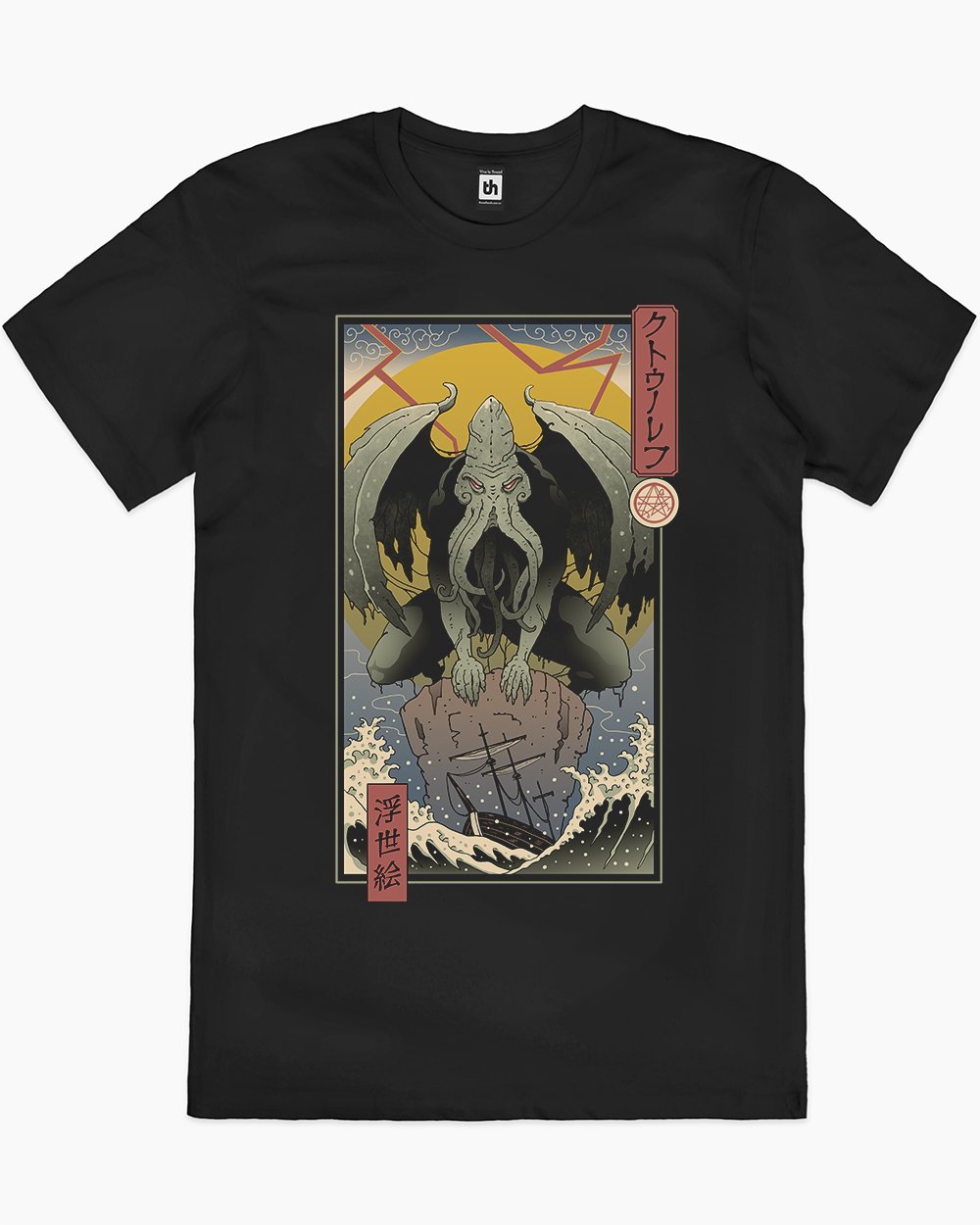 Cthulhu in Edo T-Shirt Australia Online #colour_black