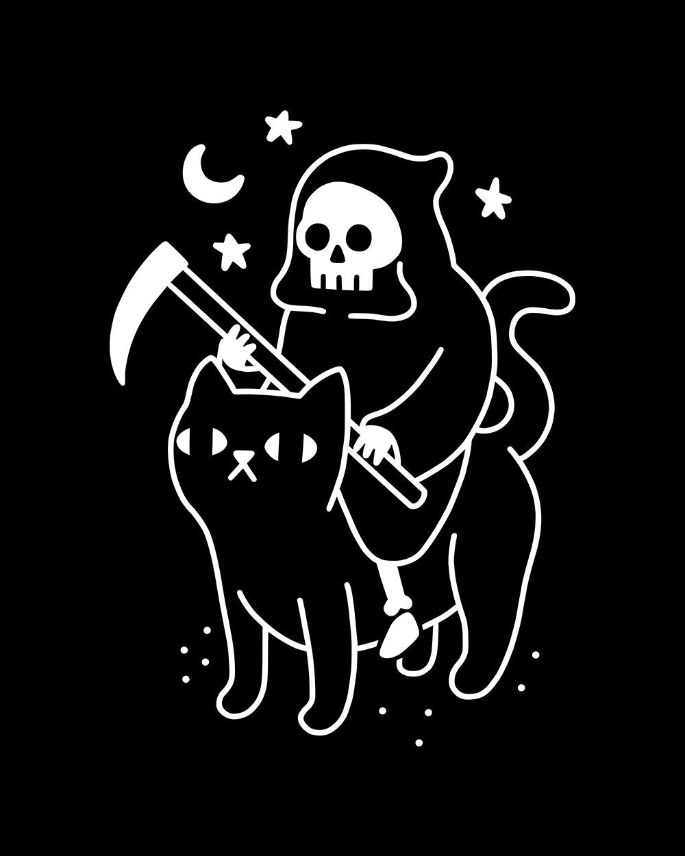 Death Rides a Black Cat T-Shirt Australia Online #colour_black