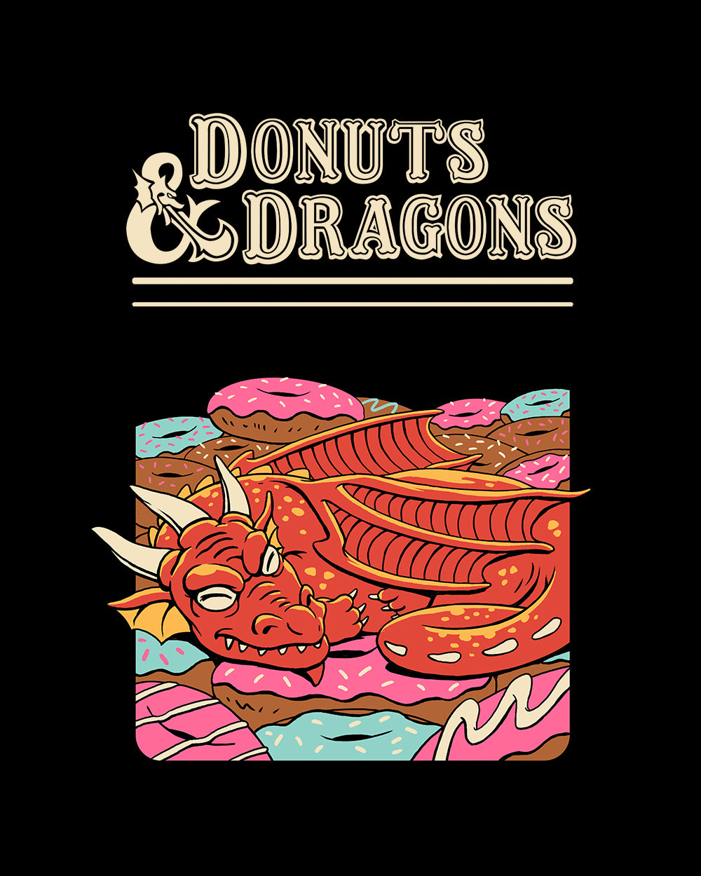 Donuts and Dragons Long Sleeve Australia Online #colour_black