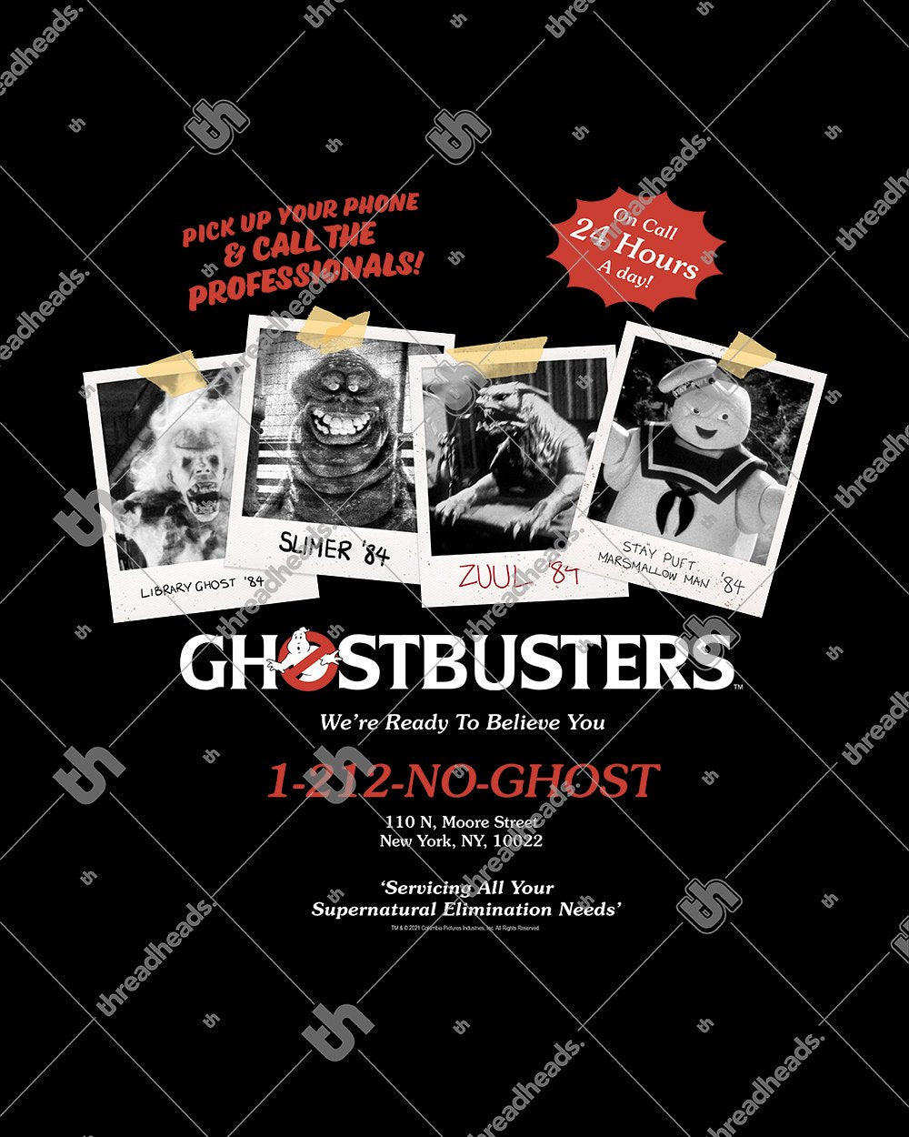 Ghostbusters Call The Professionals T-Shirt Australia Online #colour_black