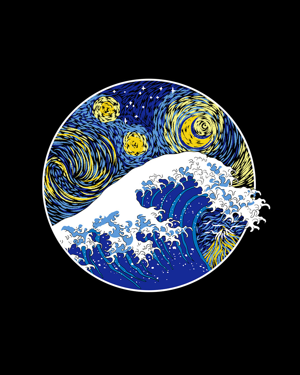 Great Starry Wave T-Shirt Australia Online #colour_black