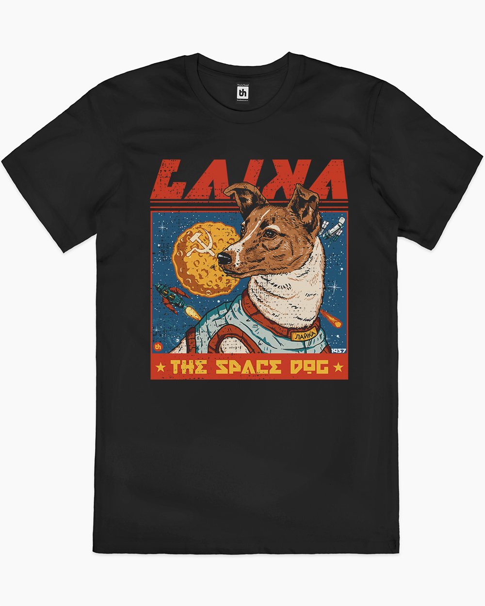 Laika the Space Dog T-Shirt Australia Online #colour_black