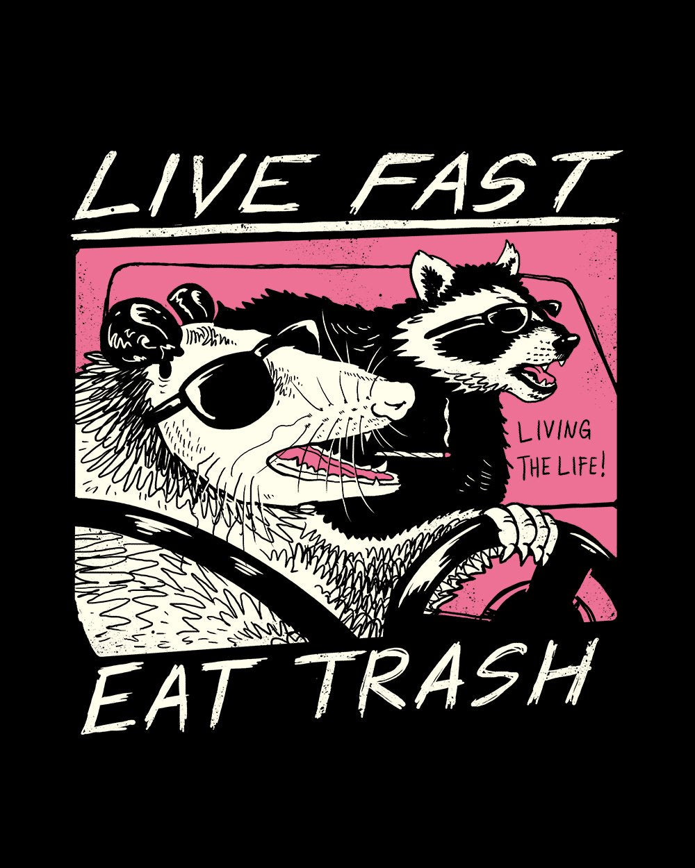 Live Fast! Eat Trash! Hoodie Australia Online #colour_black