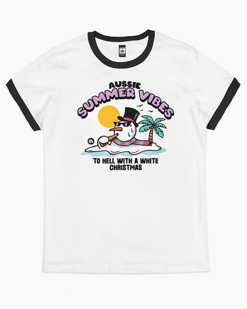Aussie Summer Vibes T-Shirt Australia Online #colour_black ringer