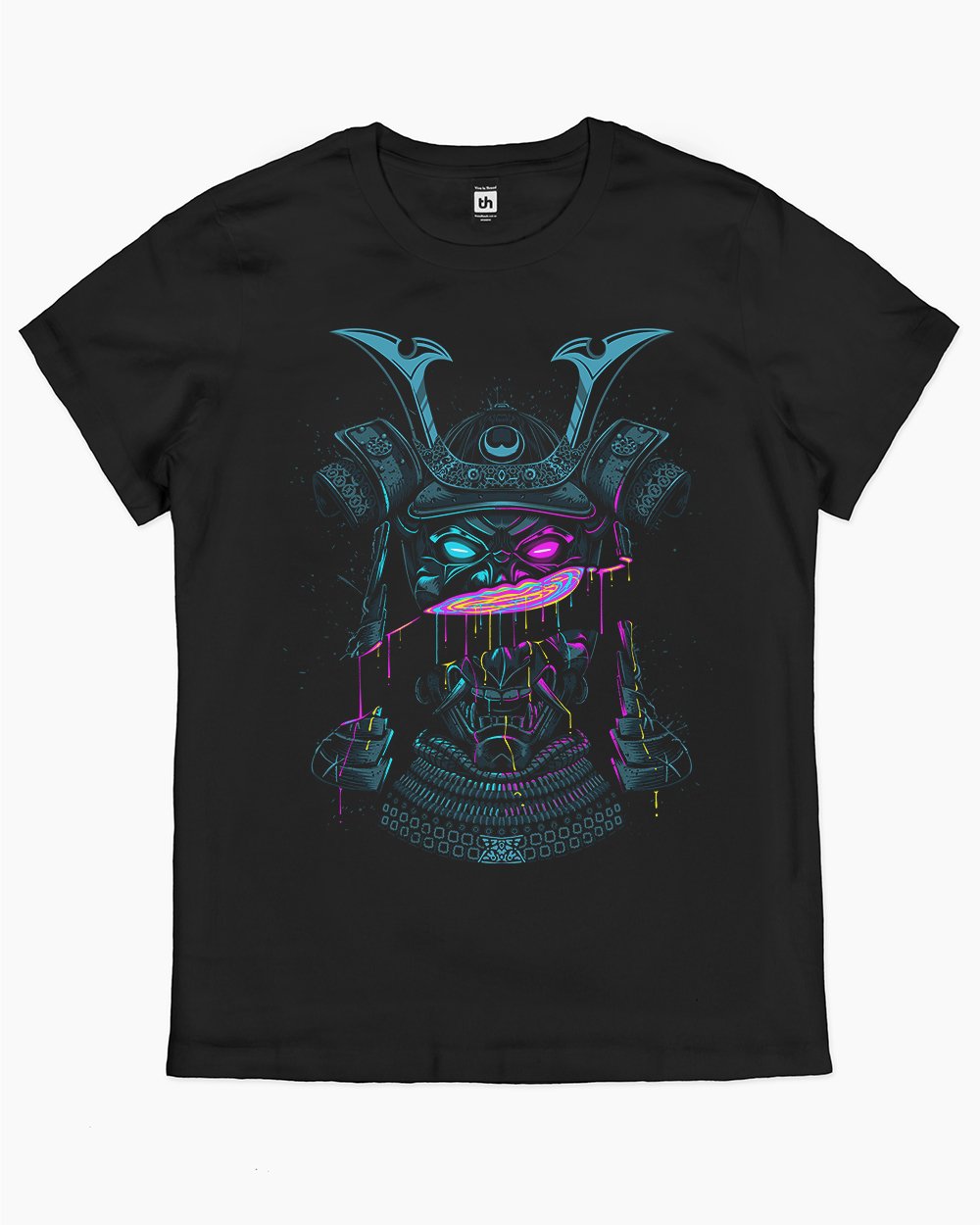 Samurai Mask Liquid Cut T-Shirt Australia Online #colour_black
