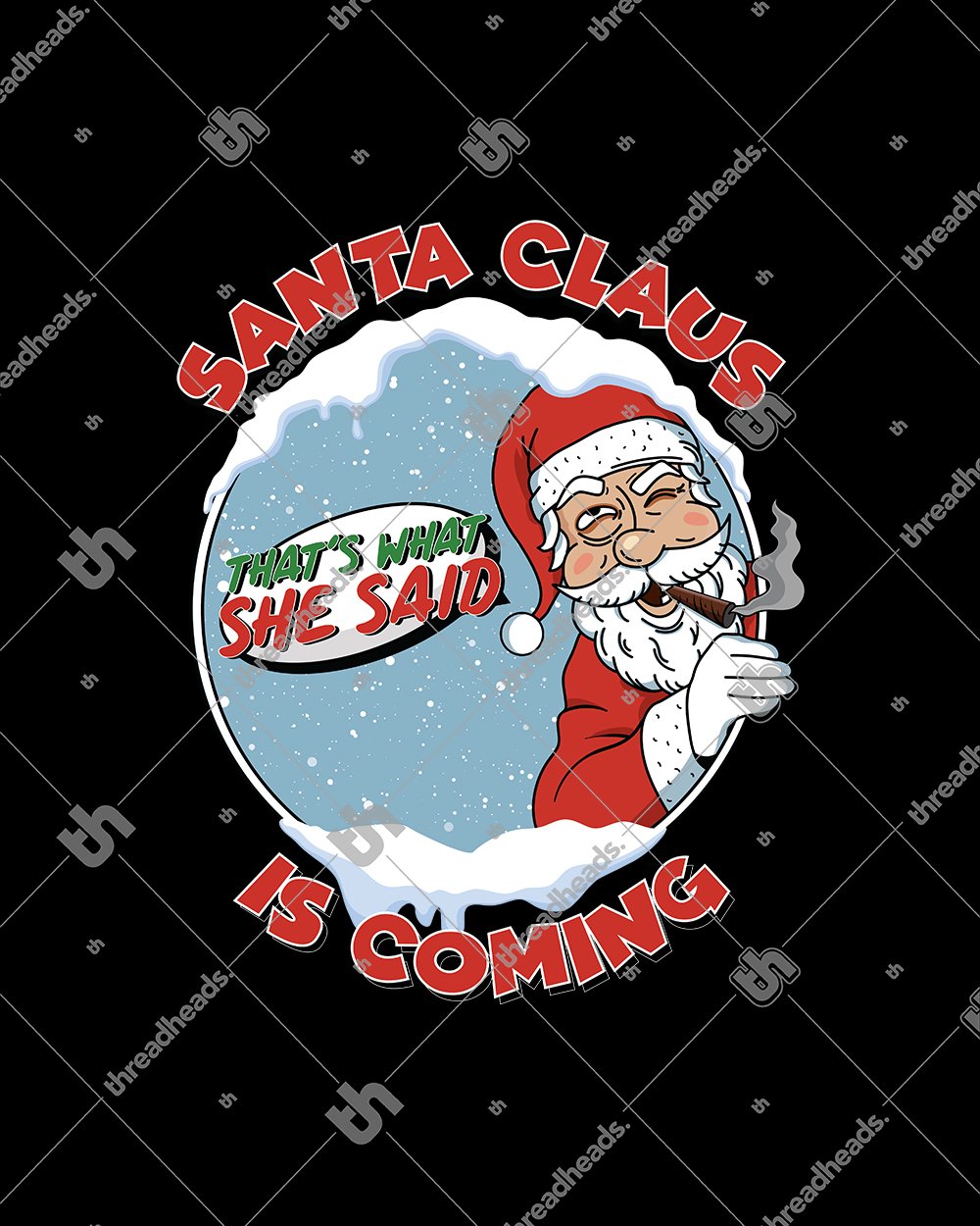 Santa is Coming T-Shirt Australia Online #colour_black