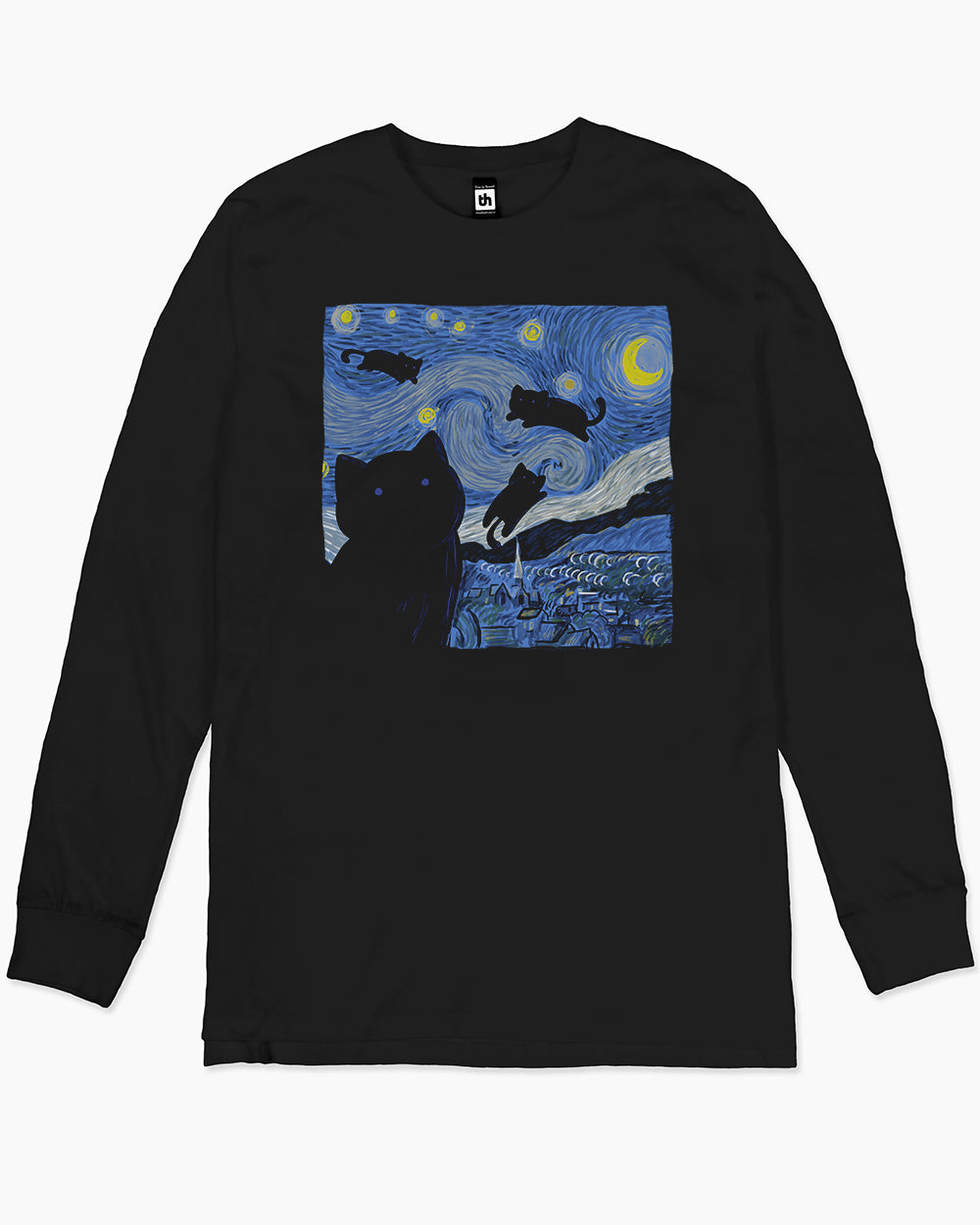 The Starry Cat Night Long Sleeve Australia Online #colour_black