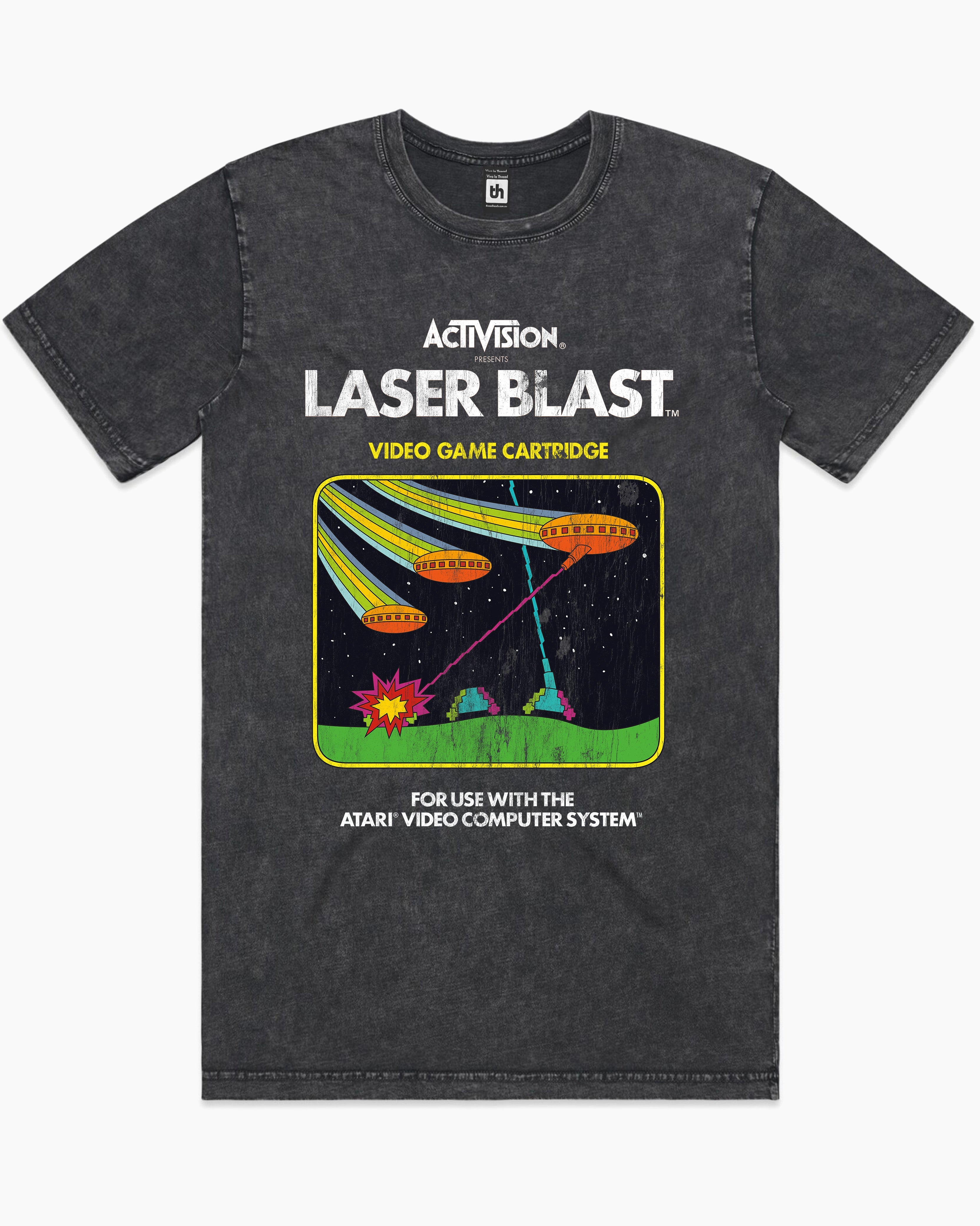 Laser Blast Vintage Stonewash Tee Australia Online #colour_black stone