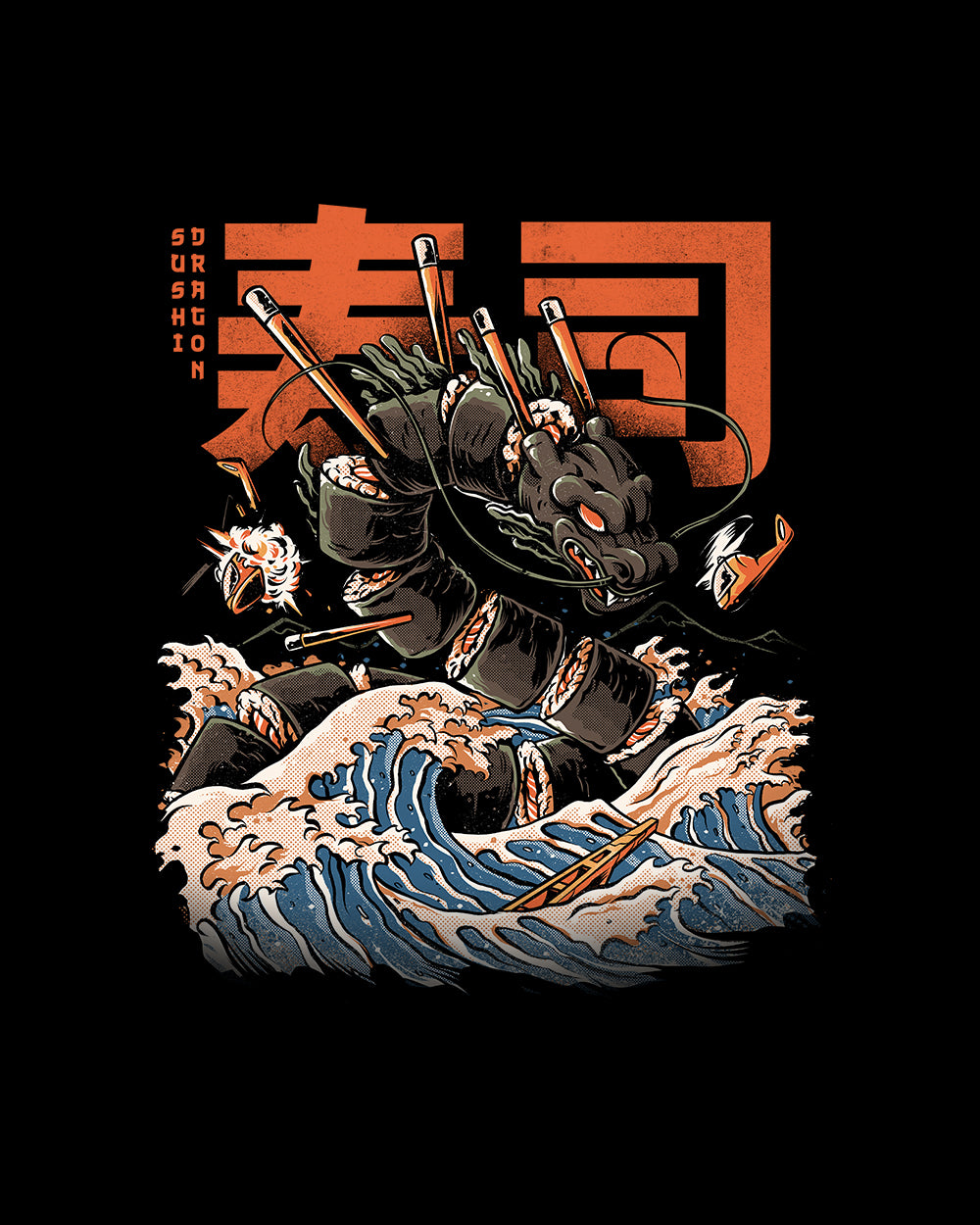 Sushi Dragon Kids T-Shirt Australia Online #colour_black