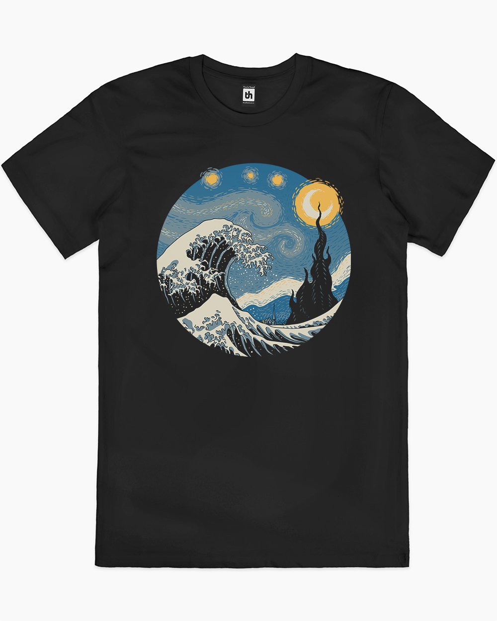 The Great Starry Wave T-Shirt Australia Online #colour_black